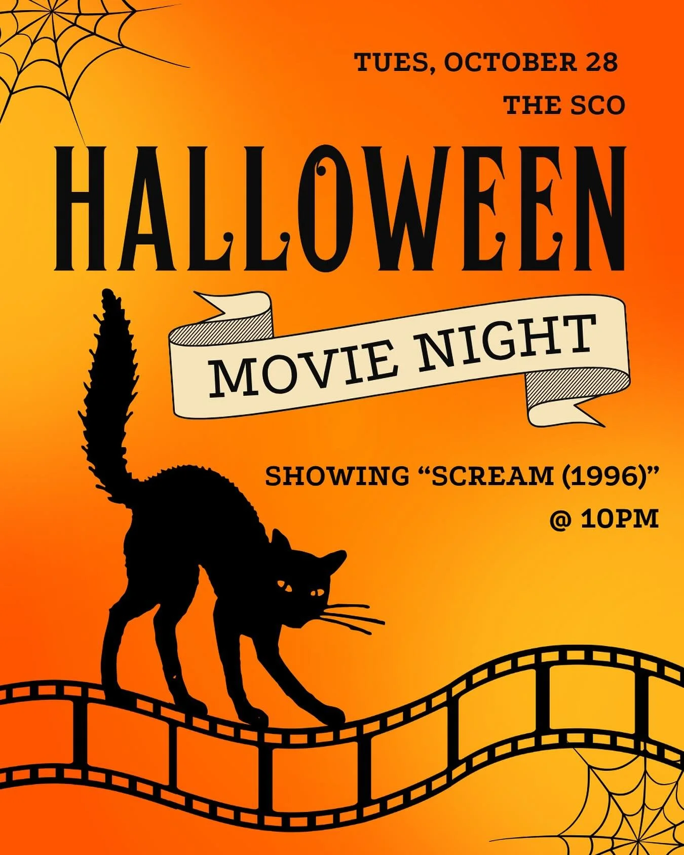 TOMORROW: Get your Edvard Munch hats on and prepare to SCREAM. Halloween movie night at 10 pm!!