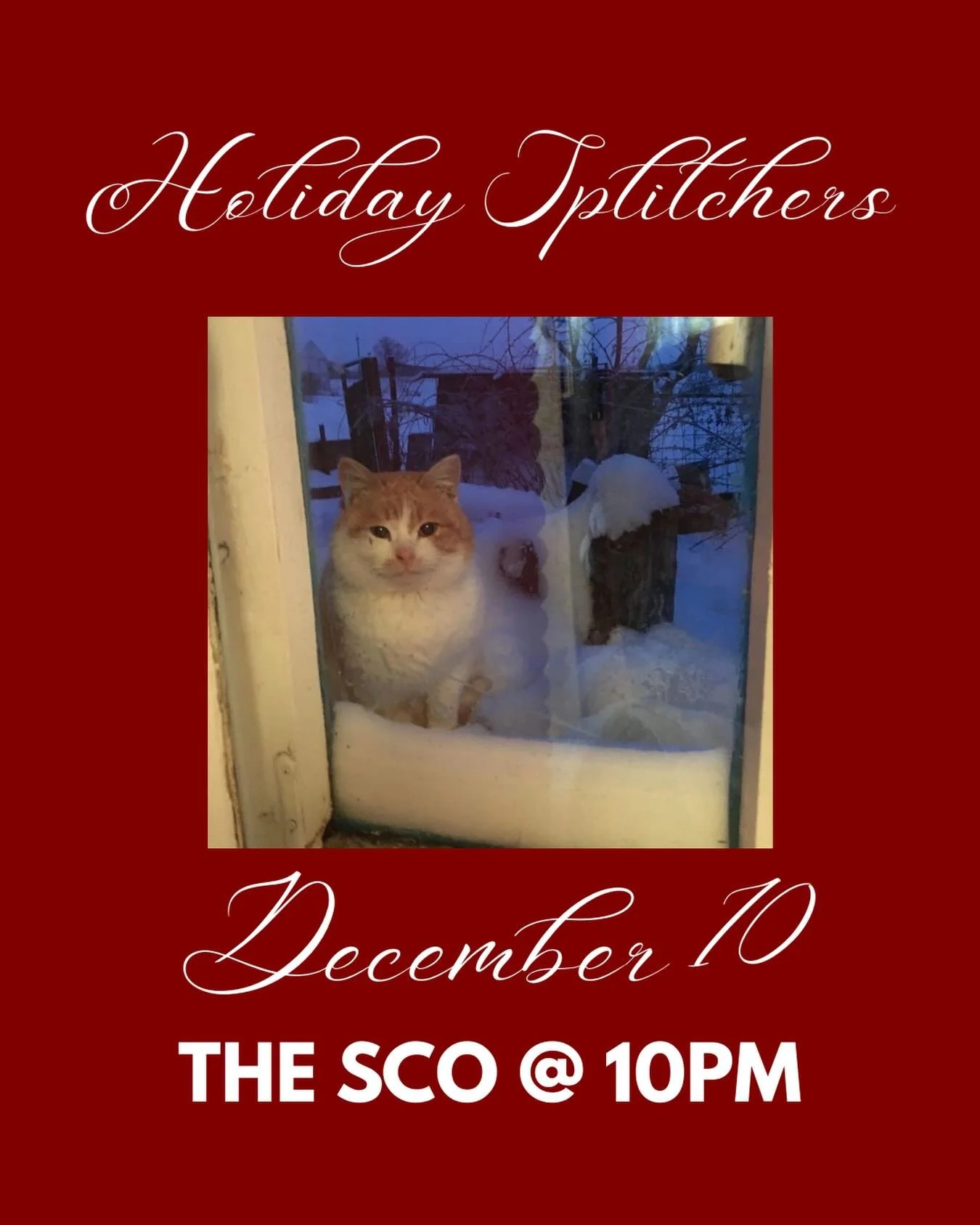 For our final splitchers of the semester (😢), we are ushering in the holiday spirit. 12/10 at 10 PM, holiday splitchers!! Pizza &amp; beer as always.