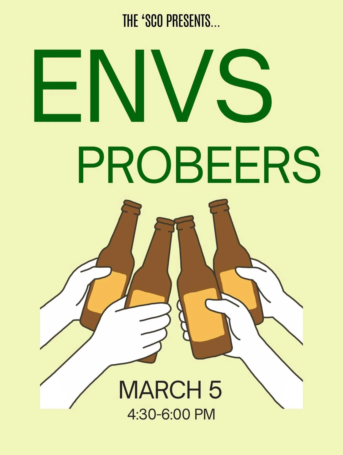 Join us today from 4:30-6 for free popcorn, drinks, games, and conversation with the ENVS department 🍻
