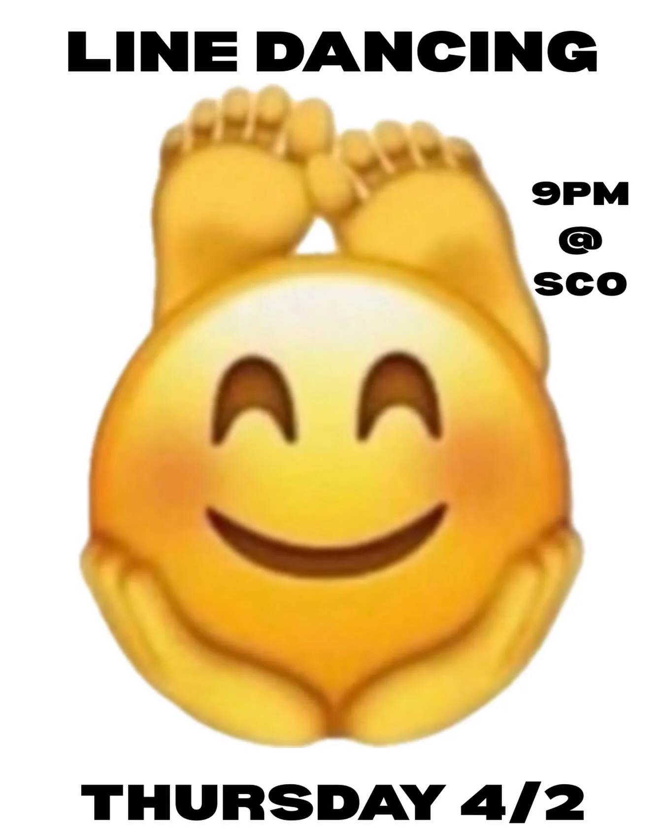 Come to Line Dancing at The &lsquo;Sco this Thursday, April 2nd at 9 pm. 😊.