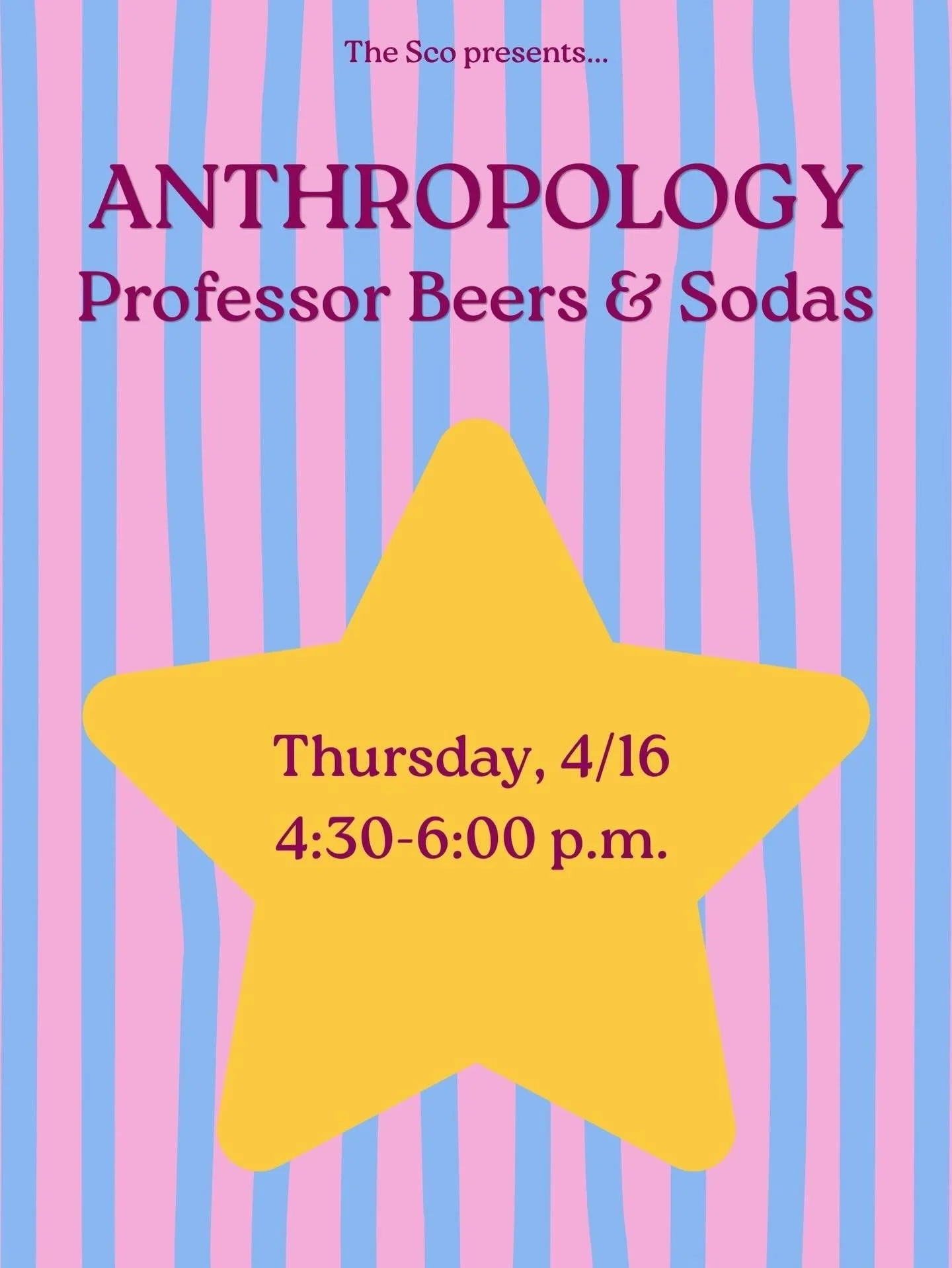 Join us this Thursday for anthropology Professor Beers! 🍻