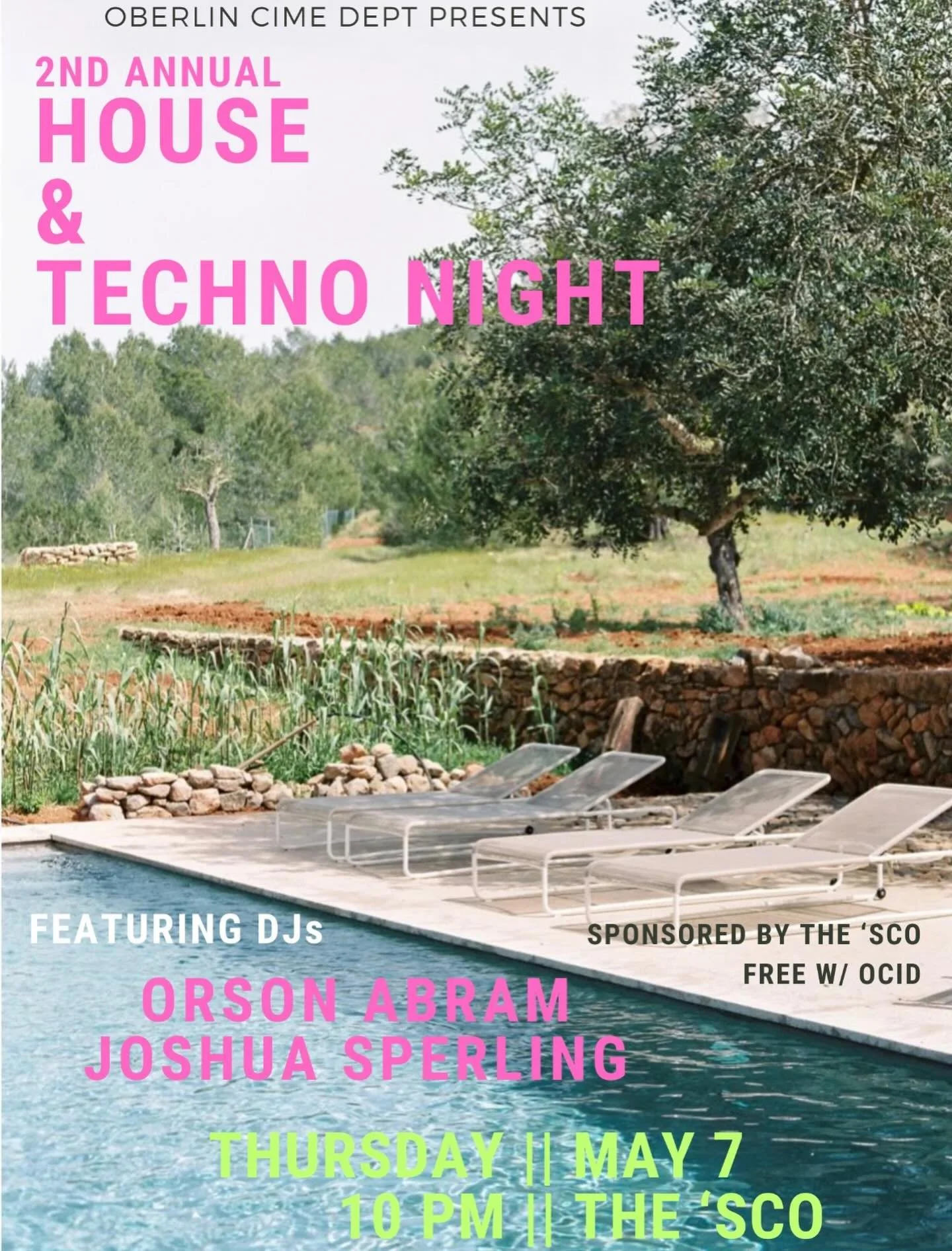 Come to The &lsquo;Sco Thursday, May 7th for the 2nd annual House &amp; Techno night with DJs Orson Abram and Joshua Sperling! Music @ 10 pm 🎧