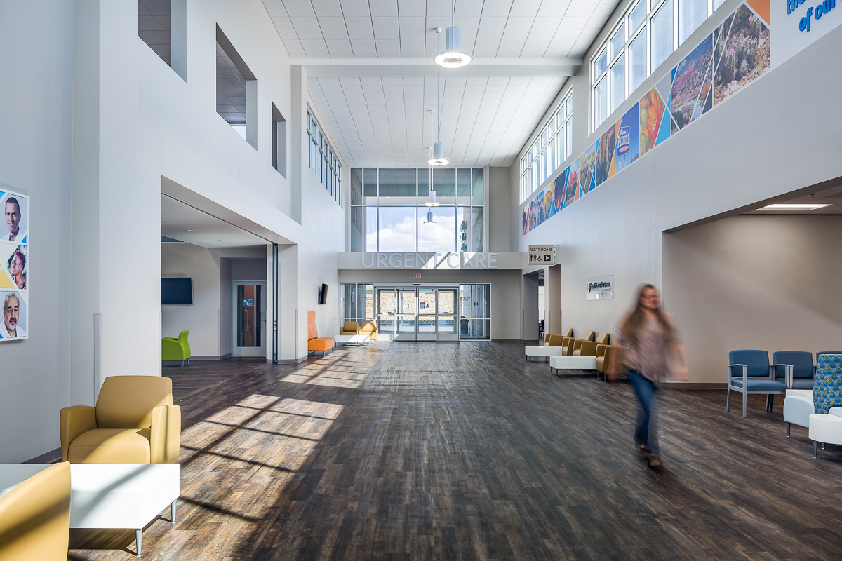Main hallway of HealthCare Partners in Pahrump, NV. Designed by Daniel Amster, Dakem & Associates, LLC.