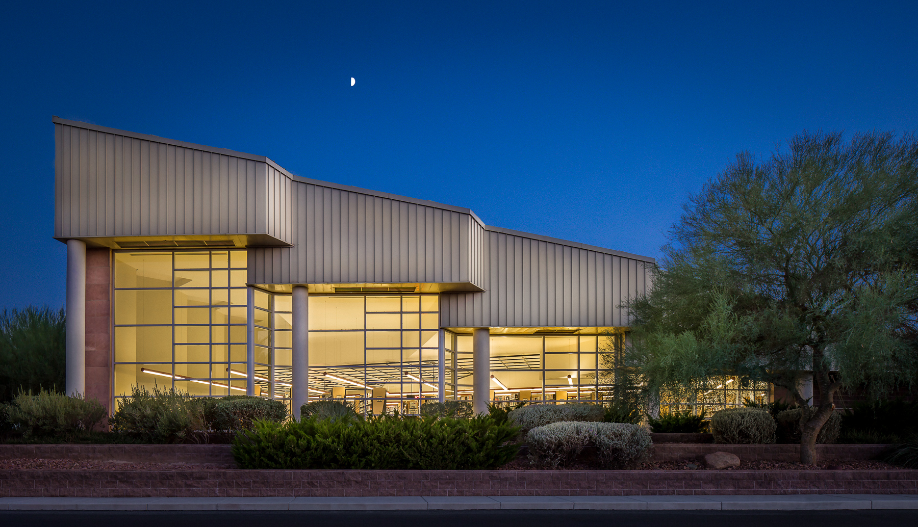 Rainbow Library at Twilight