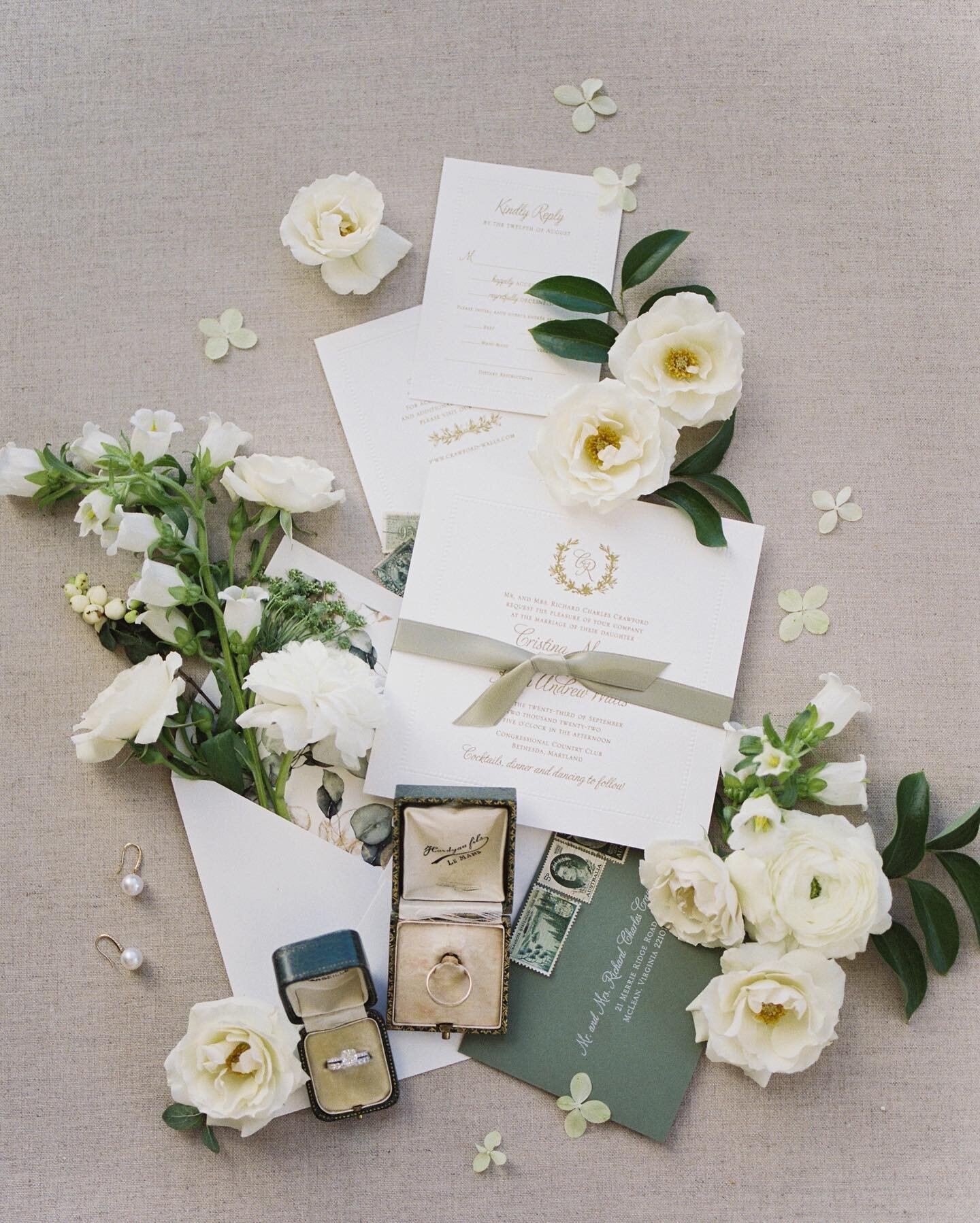 Cristina &amp; Ryan&rsquo;s timeless invitation suite was the perfect peek into their wedding design! ✨ // @marriageandmimosas @darlinganddaughters @thedandelionpatch @rewindfilmlab @locustcollection