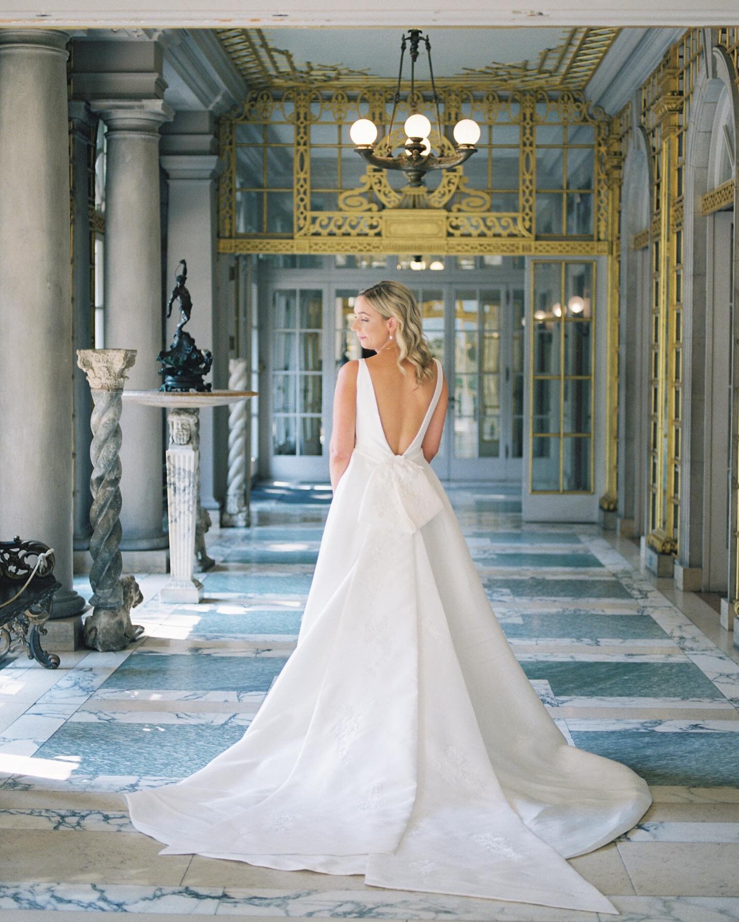 This was taken right as Megan was waiting for her groom to join for first look&mdash; such an absolute vision in this gorgeous space! 🥰 // @eventsatandersonhouse @caitlynmeyerpro @pronovias @elegancebyroyaoldtown @impact_collective @manebynono @rewi