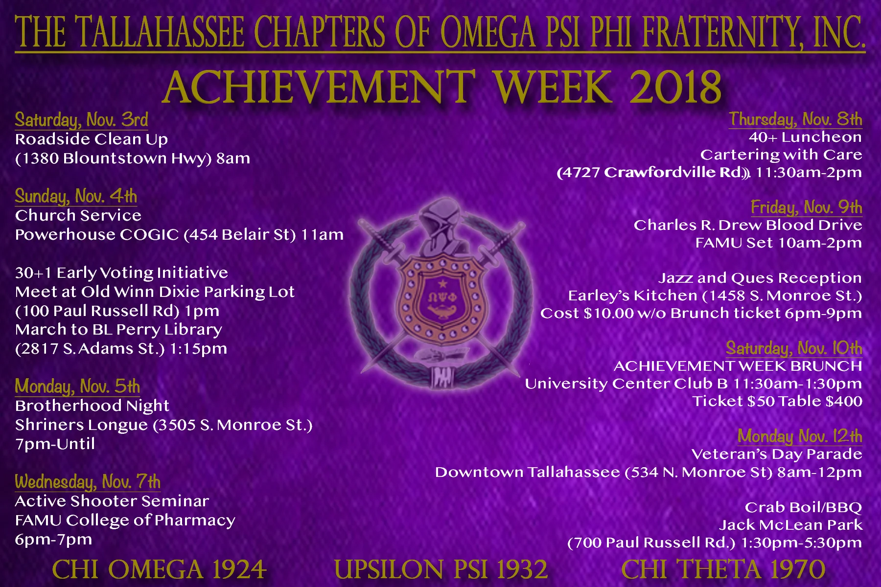 2018 Achievement Week Activities