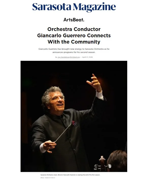 Sarasota Magazine: ArtsBeat. Orchestra Conductor Giancarlo Guerrero Connects With the Community