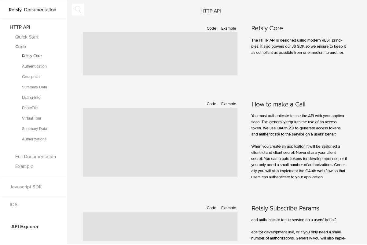 Wireframe: Main Documentatio