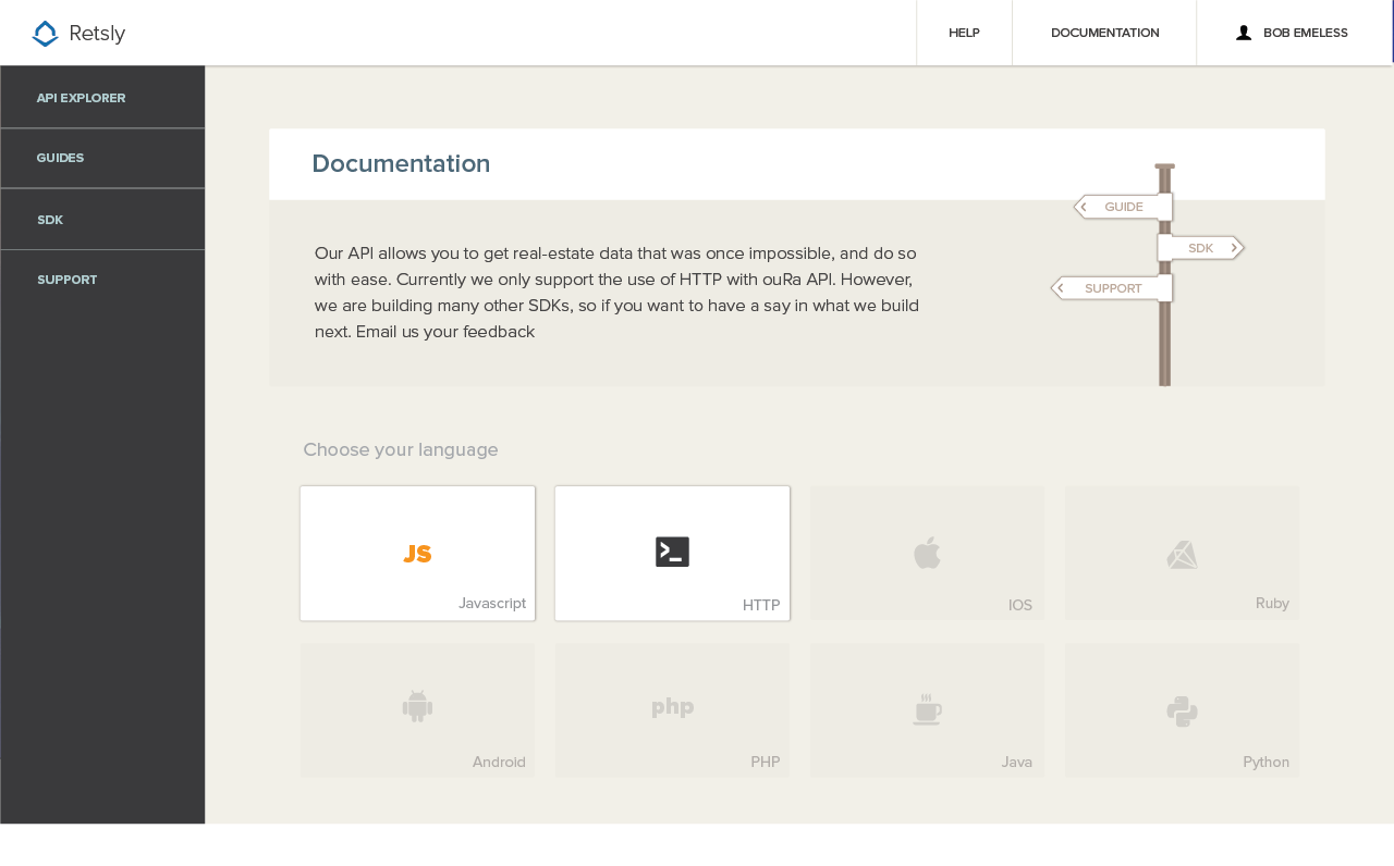 Rendering: Landing page