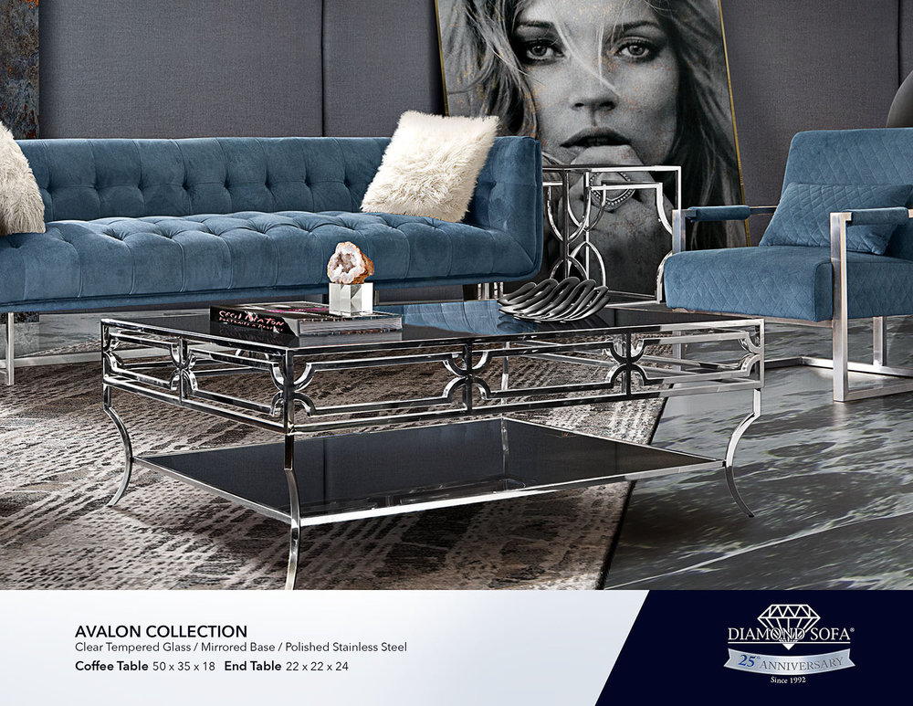 Home Accents Diamond Sofa, Round Mirrored Coffee Tables With Diamond Gems