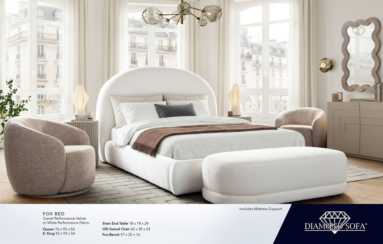 Fox Bed White — Diamond Sofa