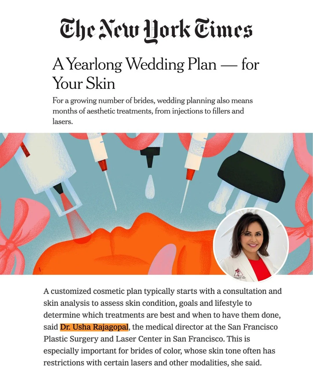 I am honored to be featured in the @nytimes and to share my perspective on aesthetic wedding planning.

For many brides and grooms, getting ready for the big day is not just about the dress or the venue. It is also about feeling confident, refreshed,