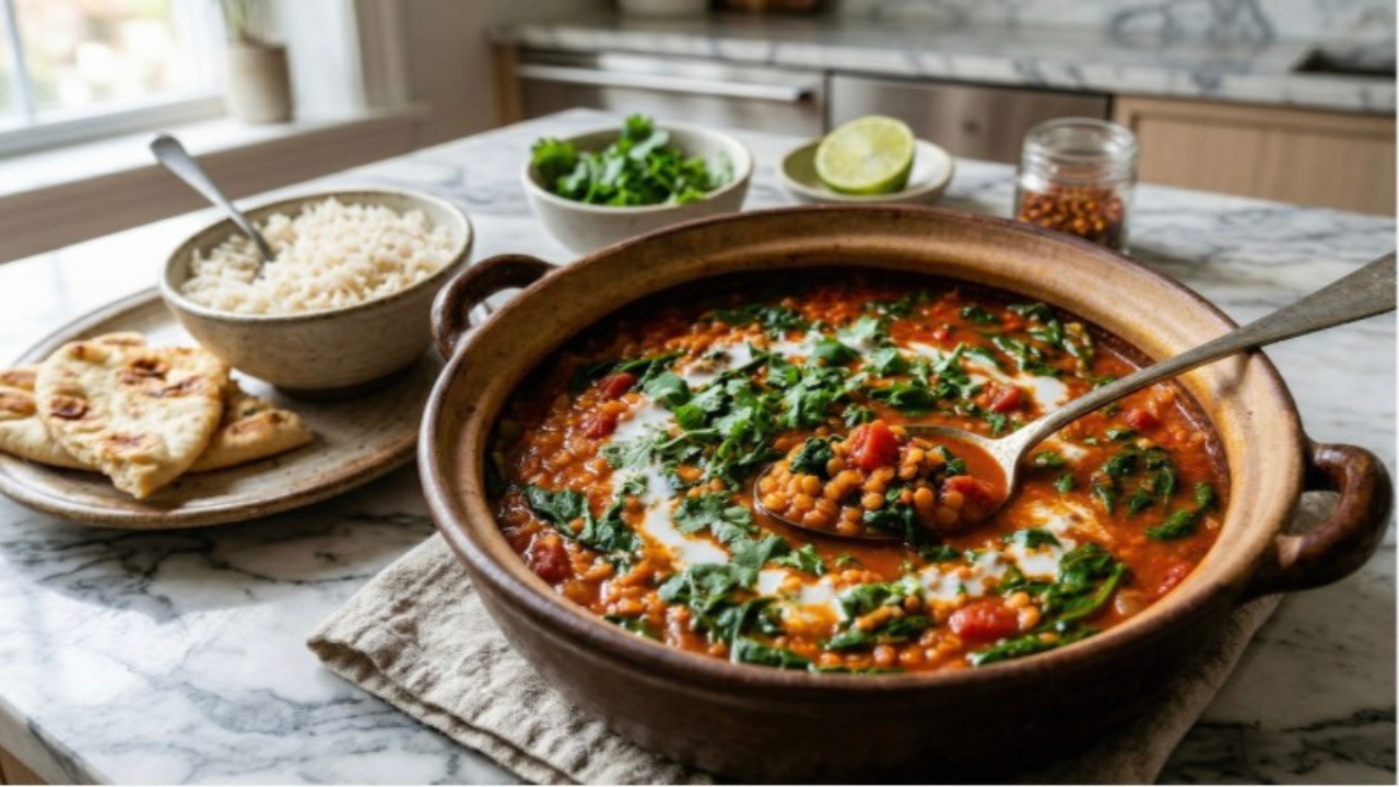 One-Pot Red Lentil & Spinach Curry