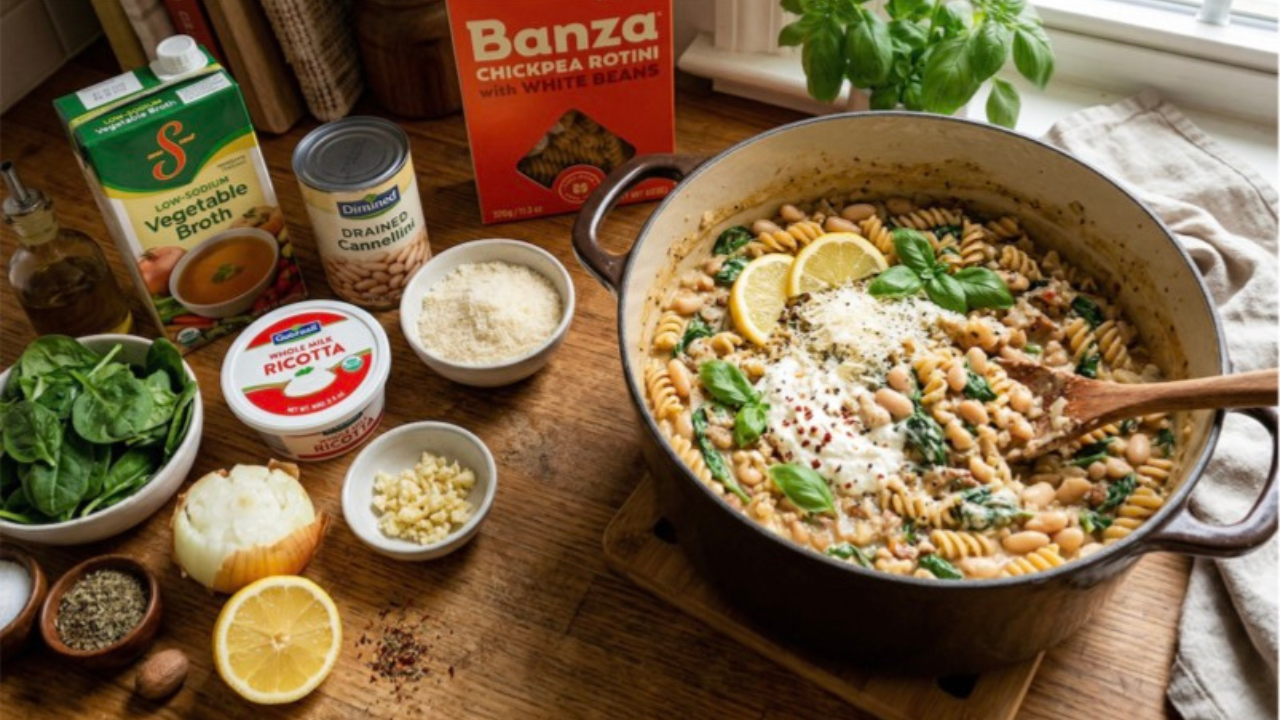 One-Pot Protein Pasta with White Beans & Ricotta