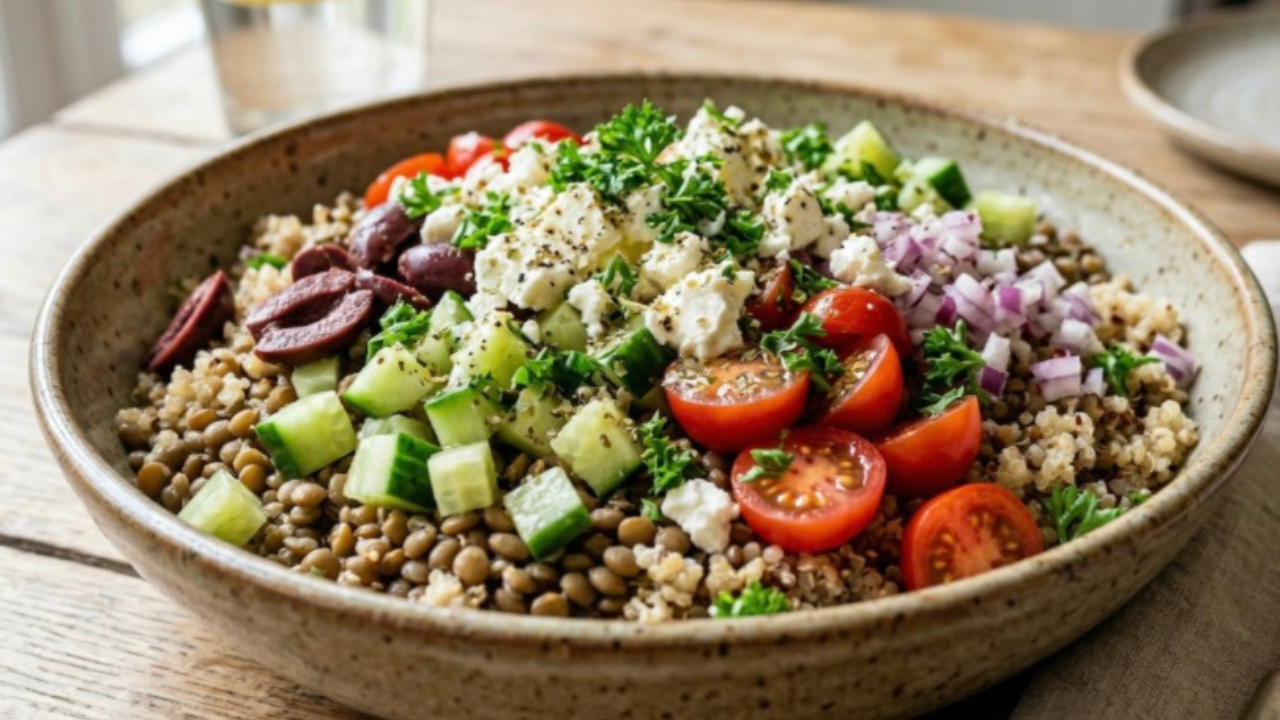 🌱 Lentil &amp; Grain Bowl with Feta