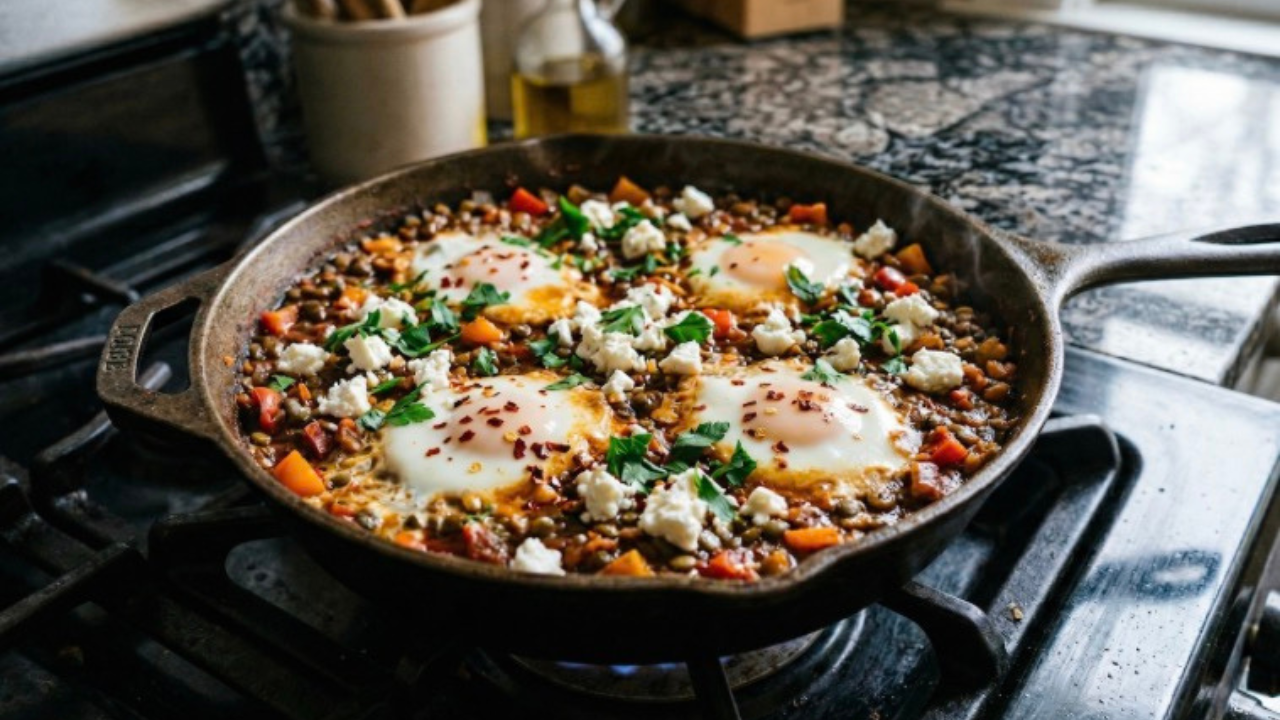 One-Pan Shakshuka with Lentils & Eggs