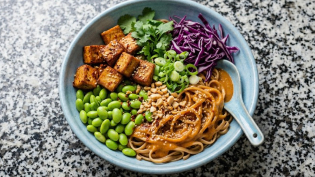 Tofu Peanut Noodle Bowl