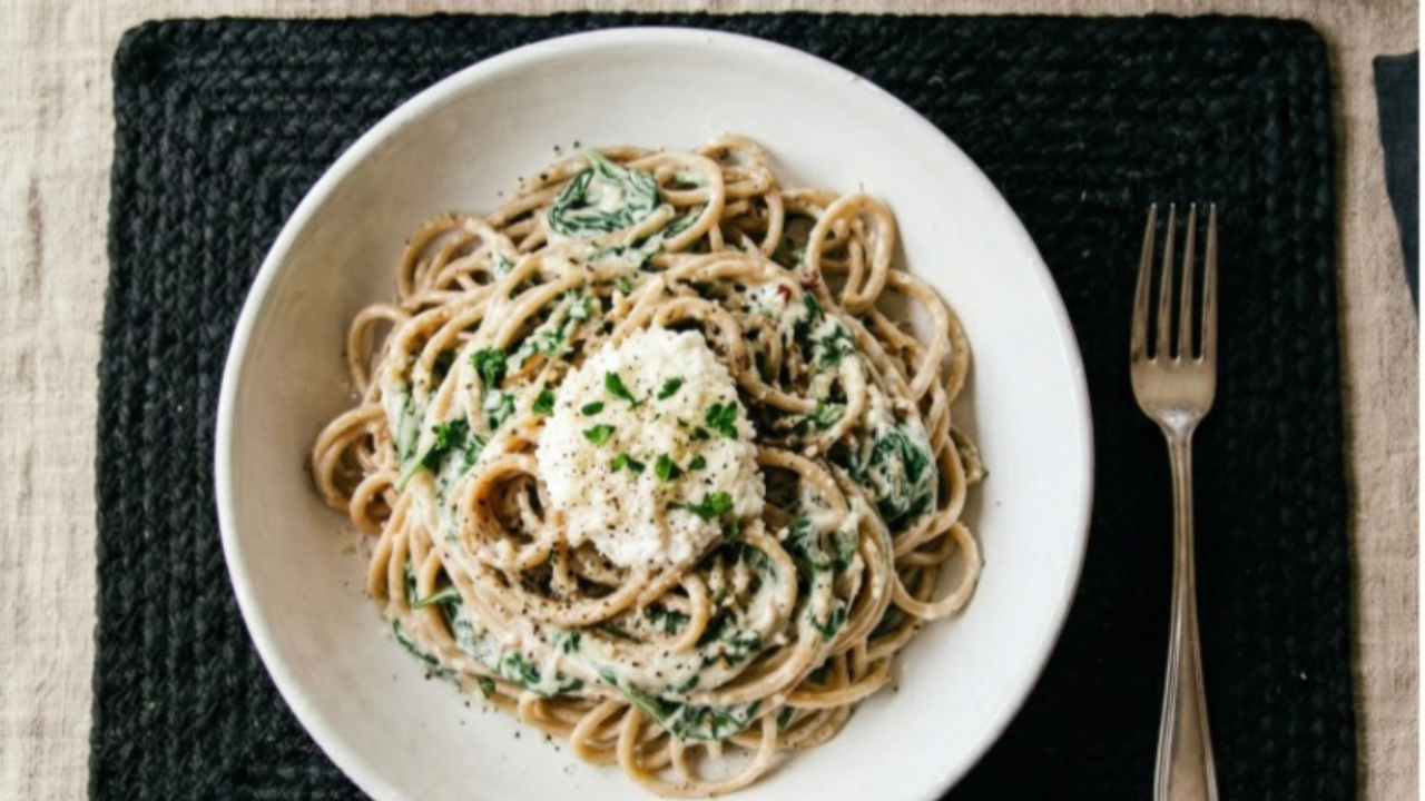 Creamy Ricotta Spinach Protein Pasta