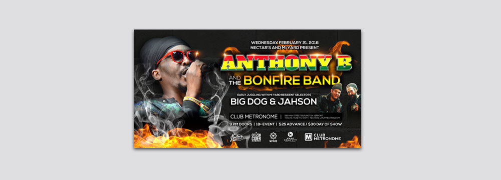 Nectar's Presents Anthony B Facebook Event Header Design