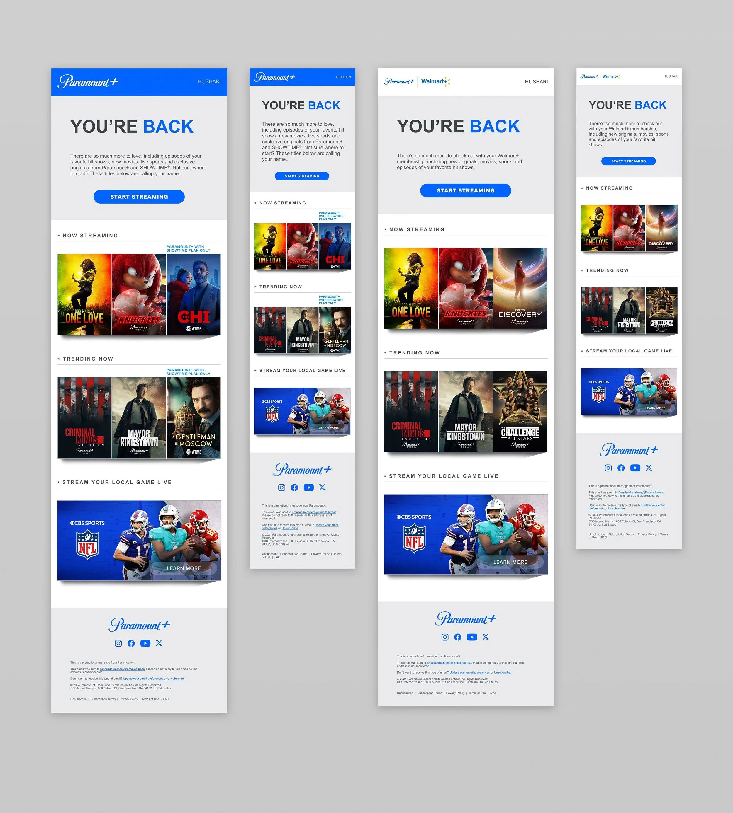  My lifecycle email designs for  Paramount+  onboarding 