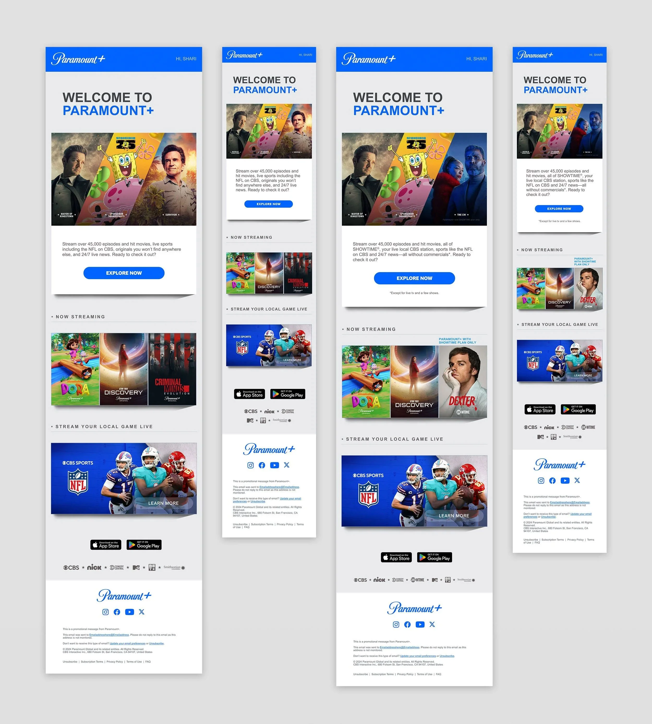 My lifecycle email designs for  Paramount+  onboarding 