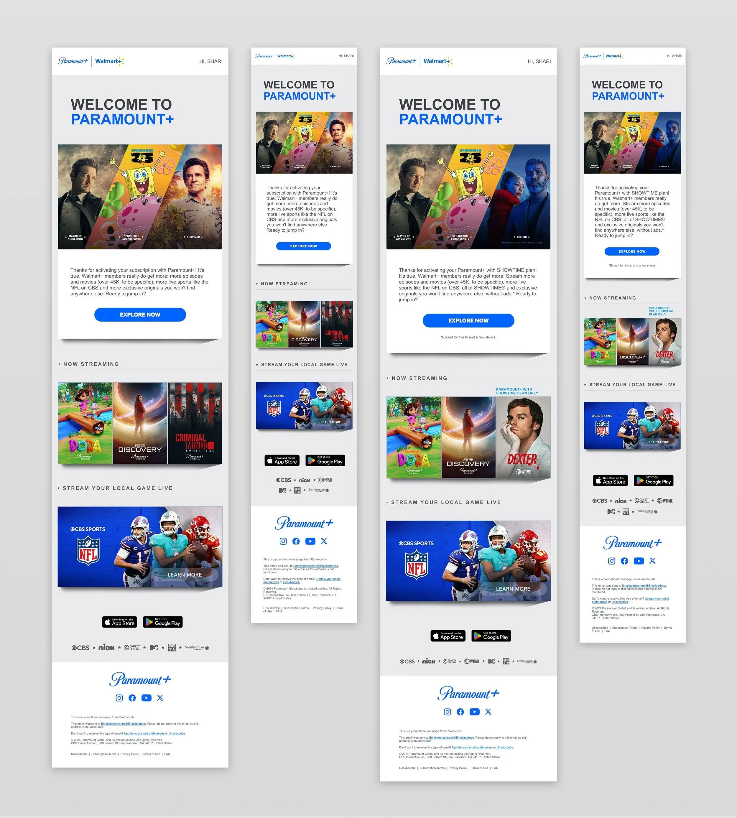  My lifecycle email designs for  Paramount+  onboarding 