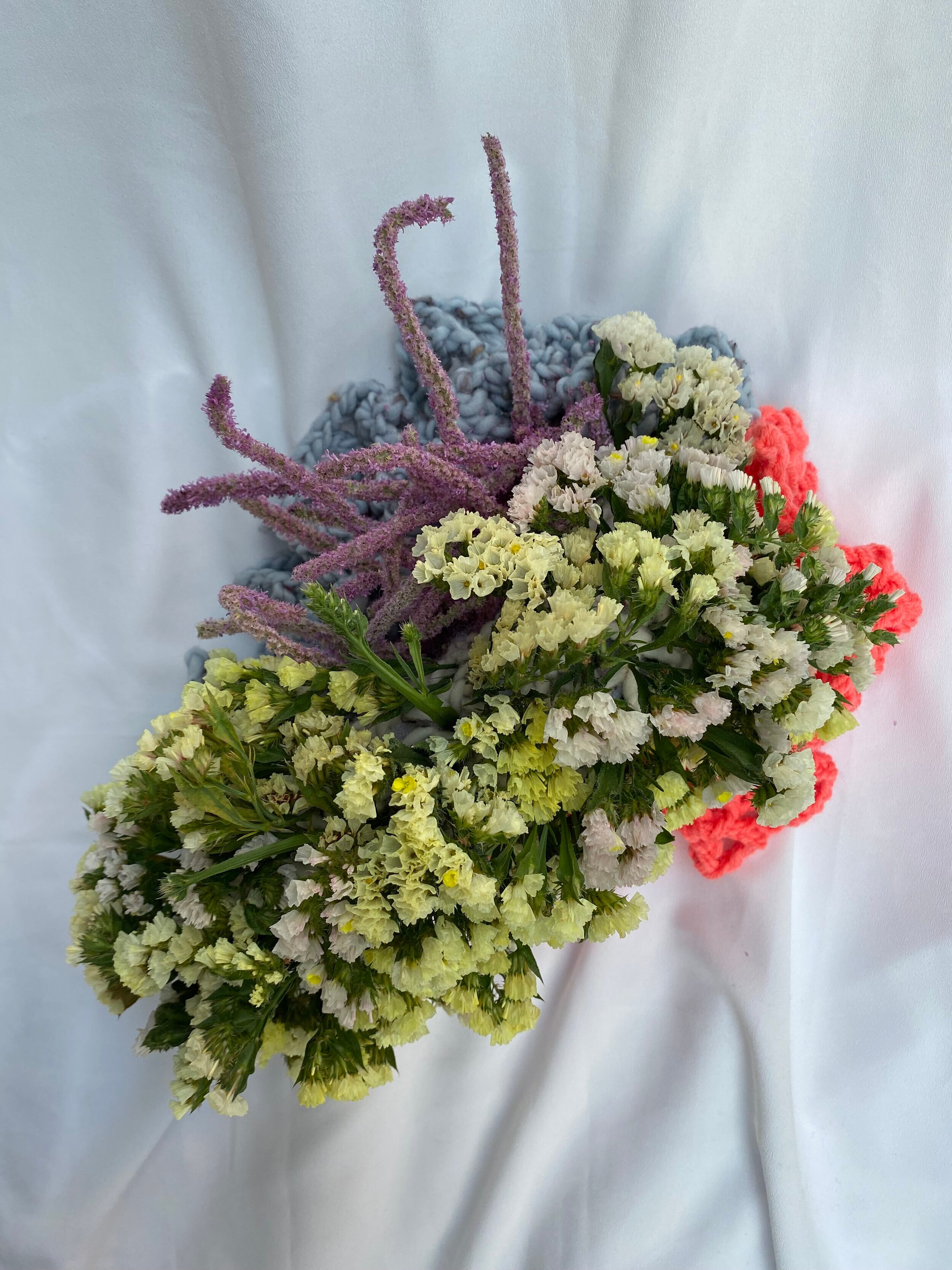  Soft sculptures, created while in my teaching residency at TUMO studios in Yerevan September/October 2021. Dimensions apx 40 x 20cm. Materials: Wool and dried flowers. 