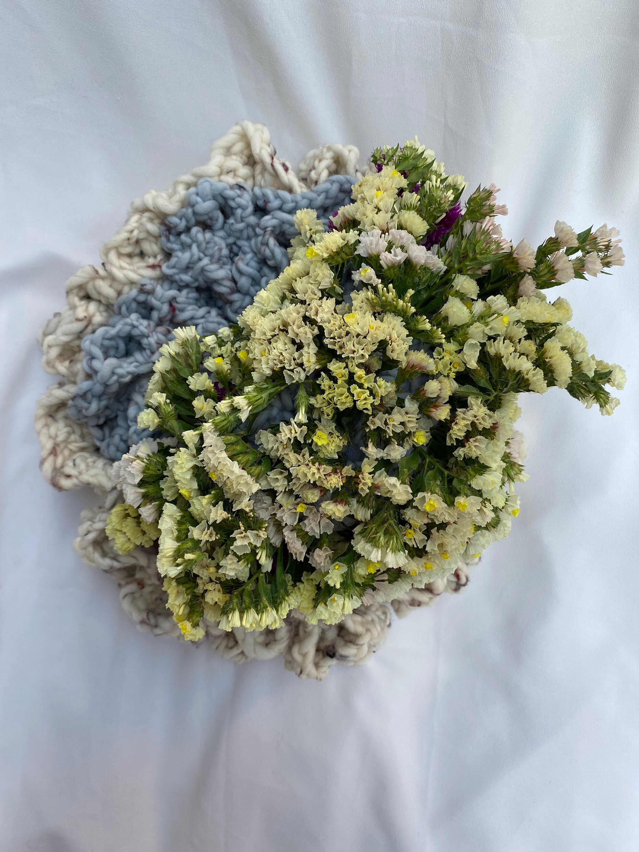  Soft sculptures, created while in my teaching residency at TUMO studios in Yerevan September/October 2021. Dimensions apx 40 x 20cm. Materials: Wool and dried flowers. 