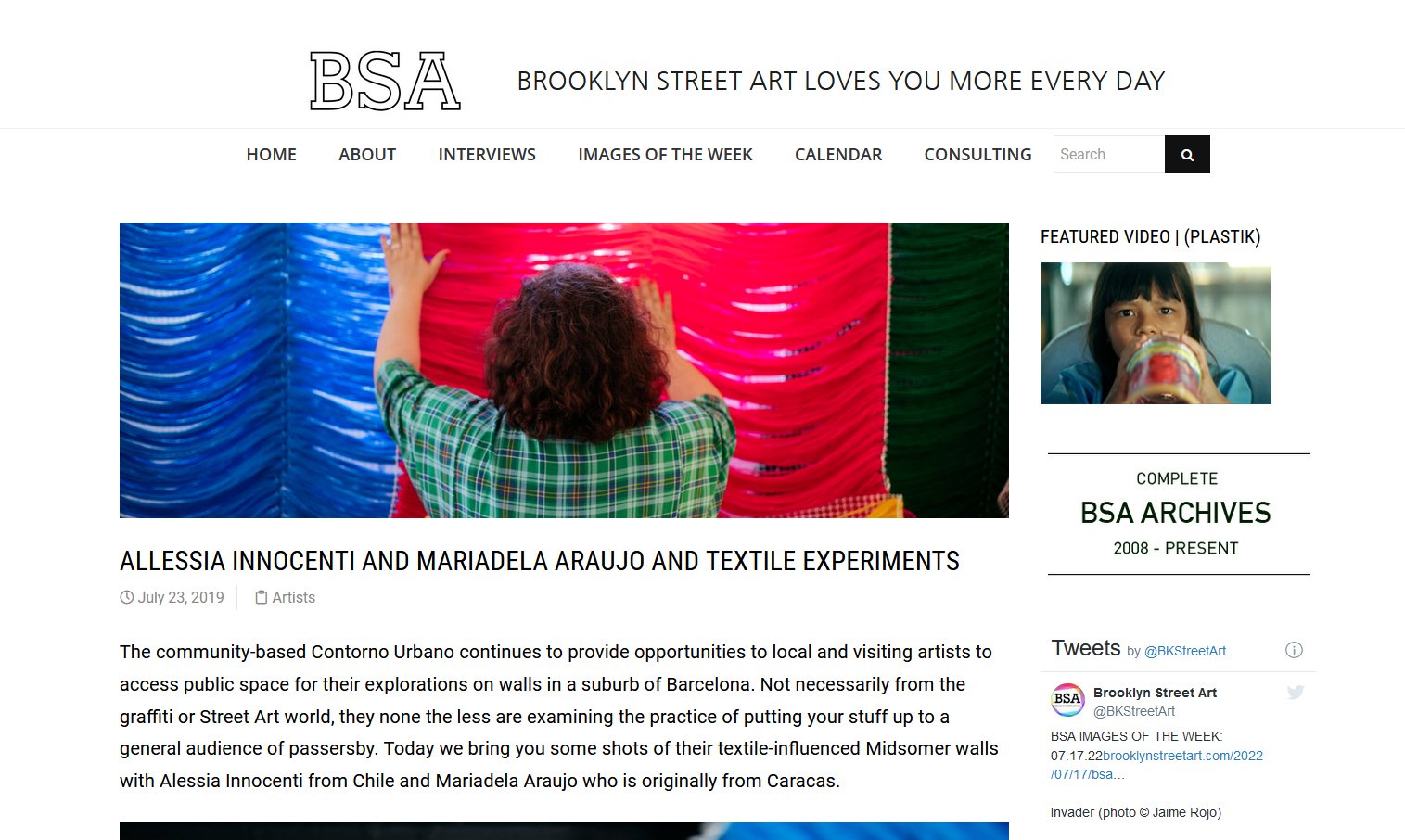 Brooklyn street art - Allessia Innocenti and Mariadela Araujo and Textile Experiments 