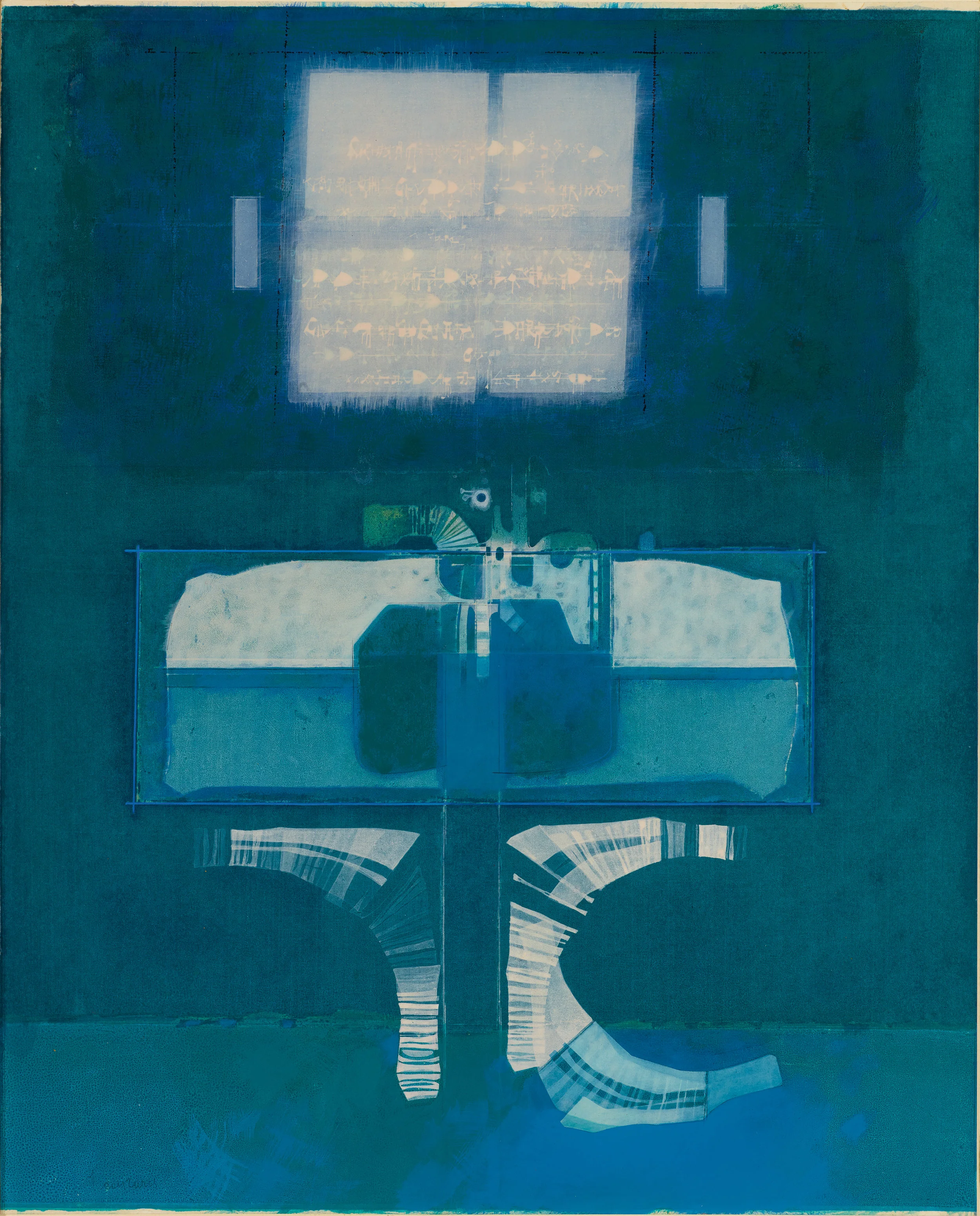 Portrait with thoughts above, 1980s Acrylic on Japanese paper 58 cm x 48 cm