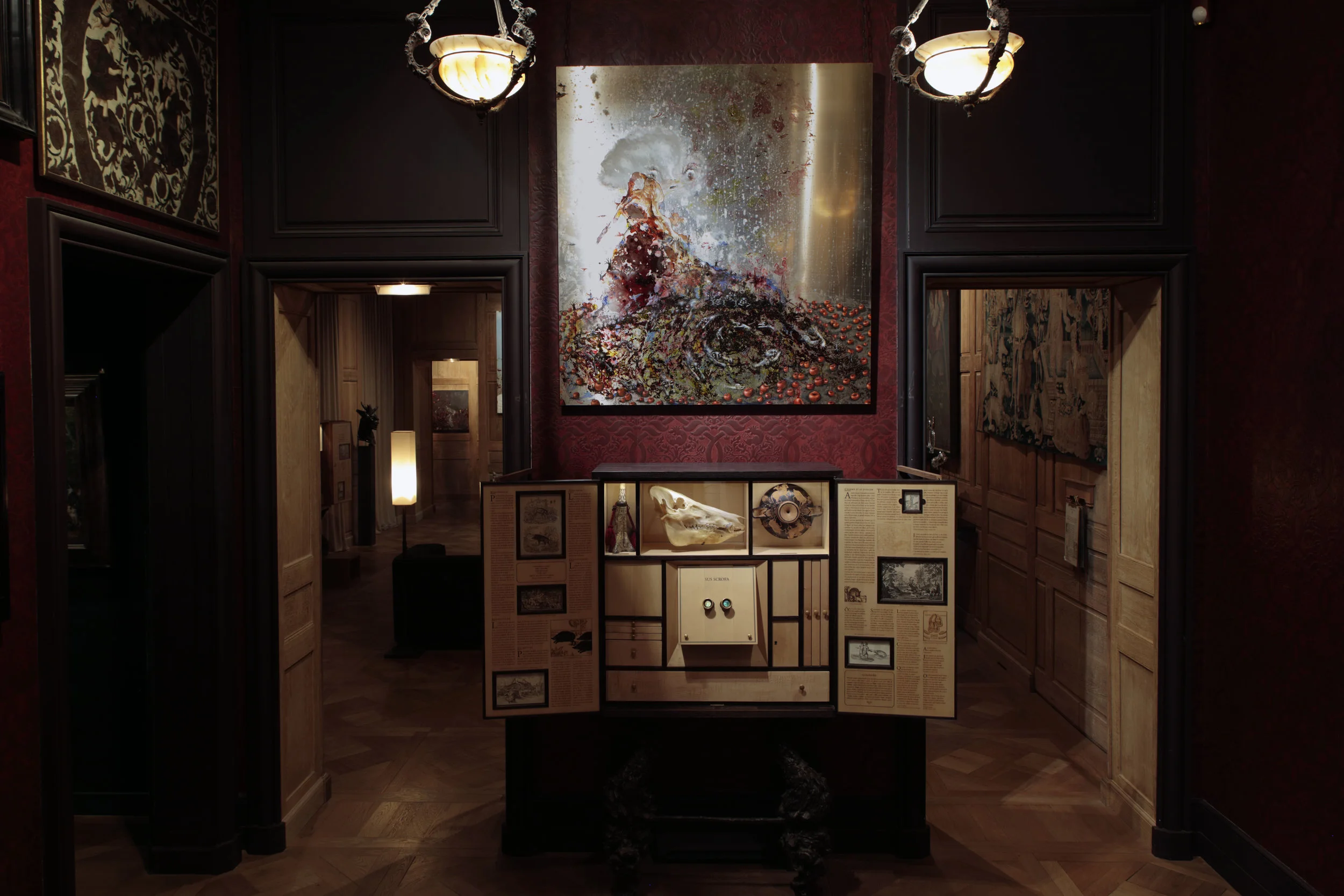   La traine monde,&nbsp; 2016, émail à froid, huile, glycéro sur aluminium, 140 x 130 cm 