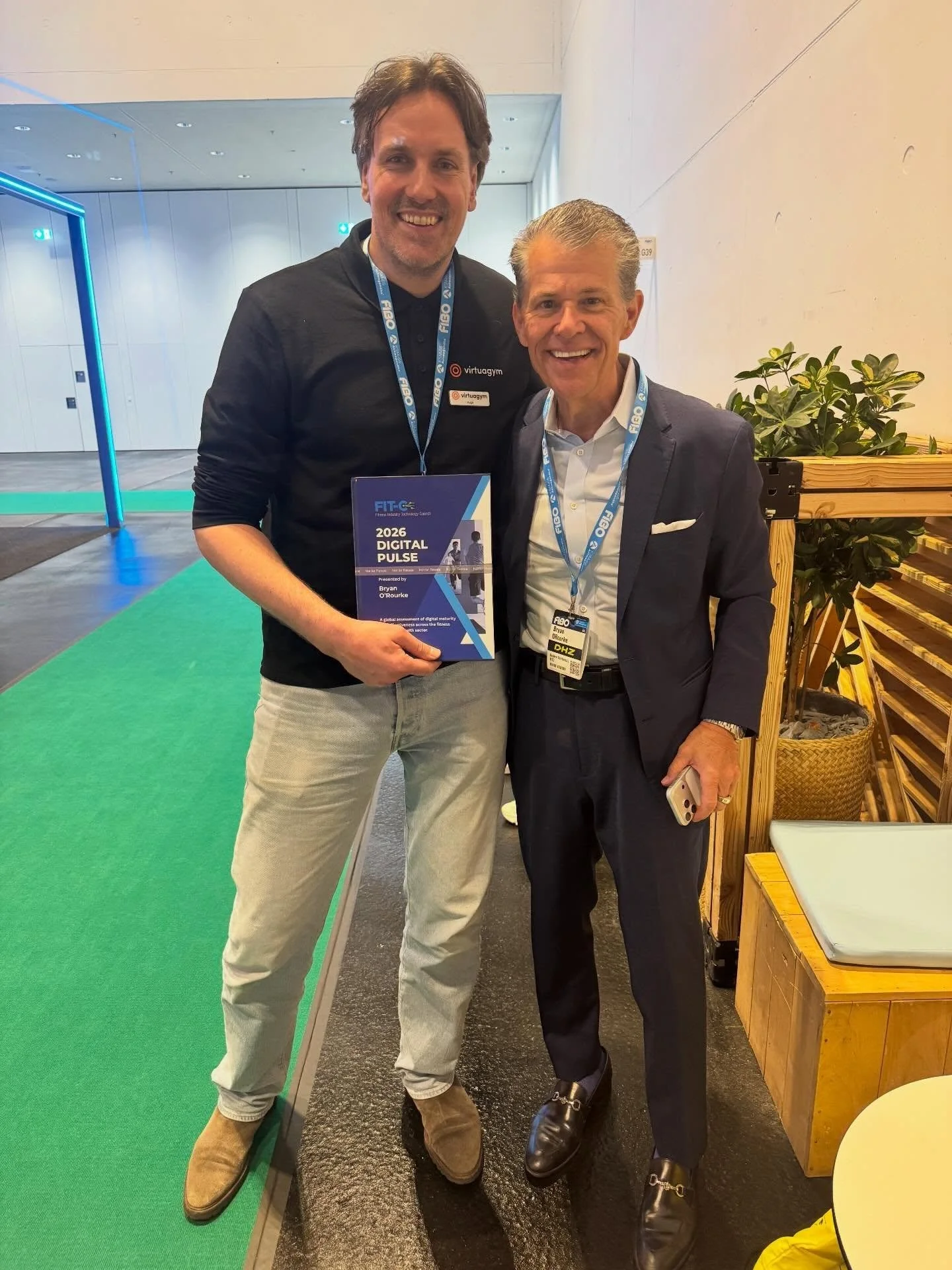 Two great contributors to the Digital Pulse book @hugo_virtuagym and @pablo.vinaspre . Thanks to all the contributors at @fiboofficial ! Get a copy at @fittechcouncil !!