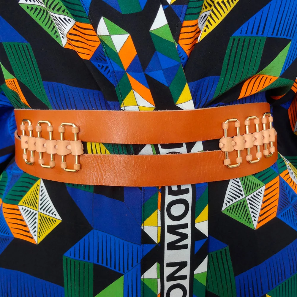 Ceinture en cuir design NaSoNgo, édition limité, sur-mesure, créée pour les kimonos Coralie Prevert