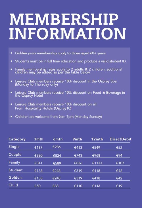 Membership Pricess — Osprey Leisure Club
