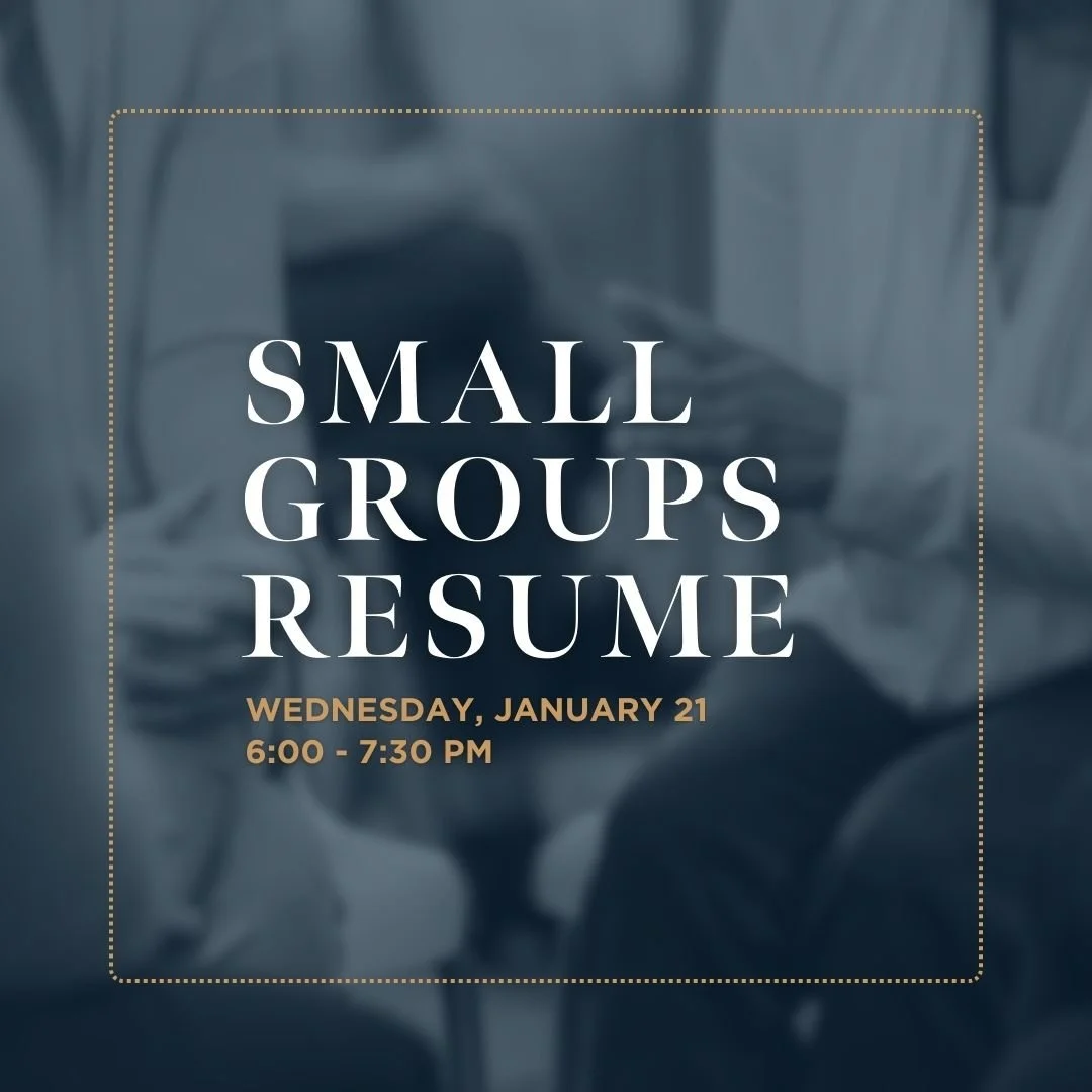 Don't forget that our small groups resume for the new year beginning next Wednesday, January 21! If you aren't currently in a small group but would like to join one, reach out to smallgroups@stpetersbhm.org. These groups meet in various member homes 