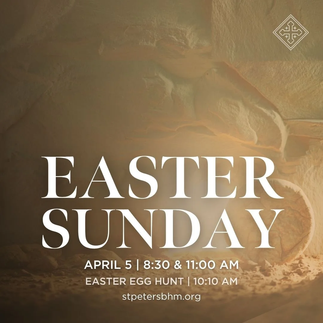 Join us to celebrate our Lord's resurrection this Easter Sunday! Services will take place at 8:30 and 11:00 am with two Easter egg hunts (one for kids aged 4 and under and one for kids kindergarten through 5th grade) in between at 10:10 am.