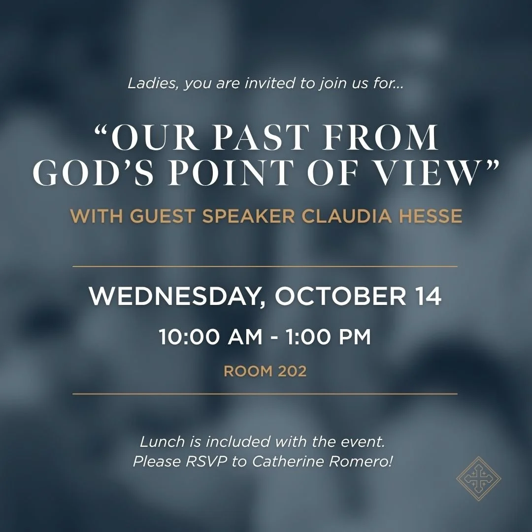 Ladies, please join us for a special women's Bible study gathering next Wednesday, October 14! Guest speaker Claudia Hesse will join us and speak about the healing work of the Holy Spirit, encouraging us to view our lives through God's perspective. 
