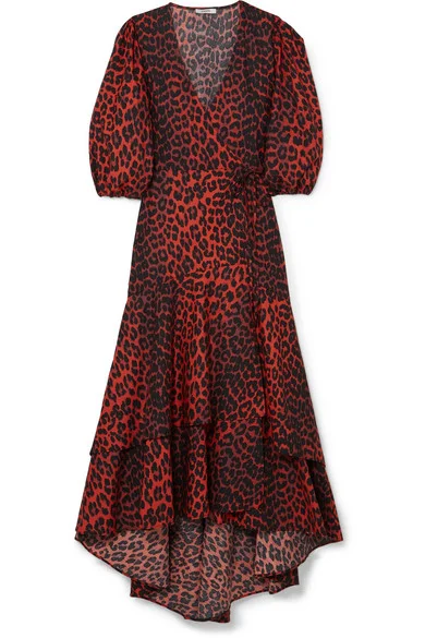 Ganni Bijou Leopard-Print Cotton-Poplin Wrap Dress -- Ganni continues to be a go-to brand for in-the-know trendsetters and I adore this take on their classic wrap dress. The ruffles and puff sleeves create just the right amount of drama to complement the feminine silhouette.