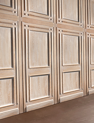 a concealed dottling safe room is disguised behind architectural paneling.