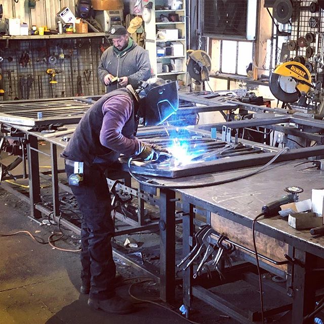 Arched steel doors on the table #weld #weldshop #welding #handcrafted #lancasterma #barndepot