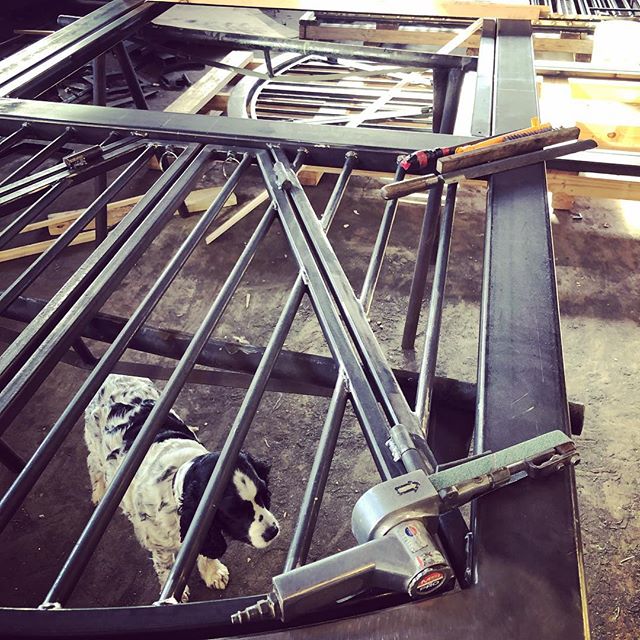 Crafting arched metal steel doors in the work shop #officemascot #welding #weld #handcrafted #workshop