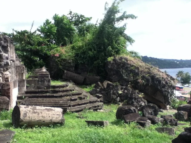 Pictured here are the ruins of the city of St. Pierre in Martinique, destroyed by a volcano in 1902. Photographic notes by one of our exhibiting artists, Jean-Ulrick Désert (2017).
