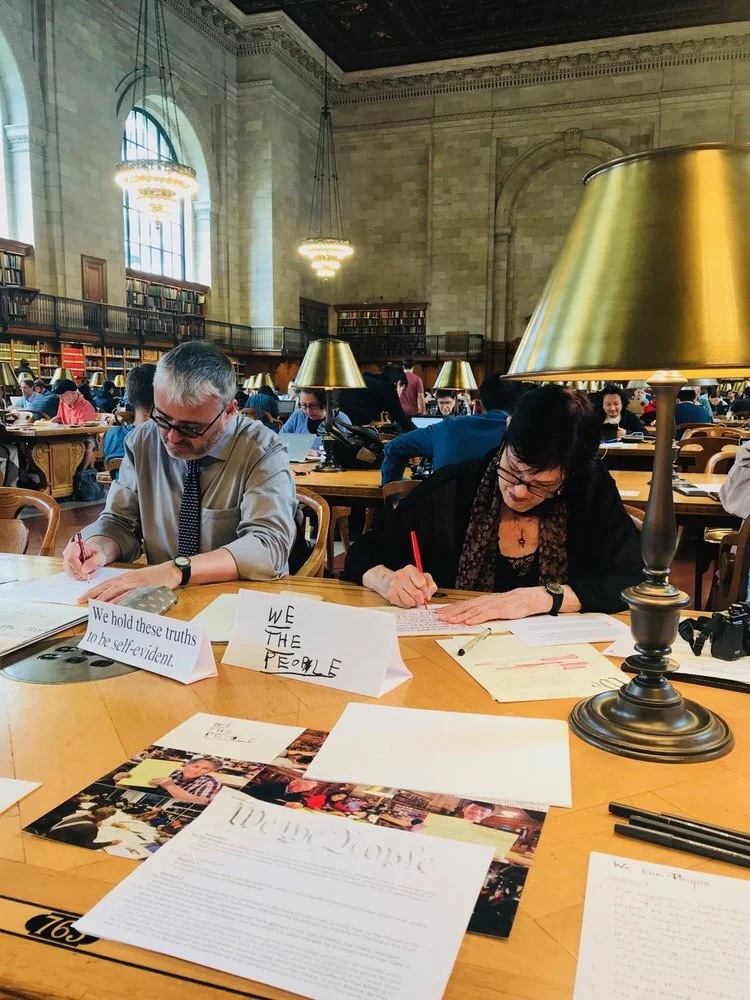 Documentation of Handwriting the Constitution of the United States , July 21, 2018, NYC Public Library Rose Reading Room
