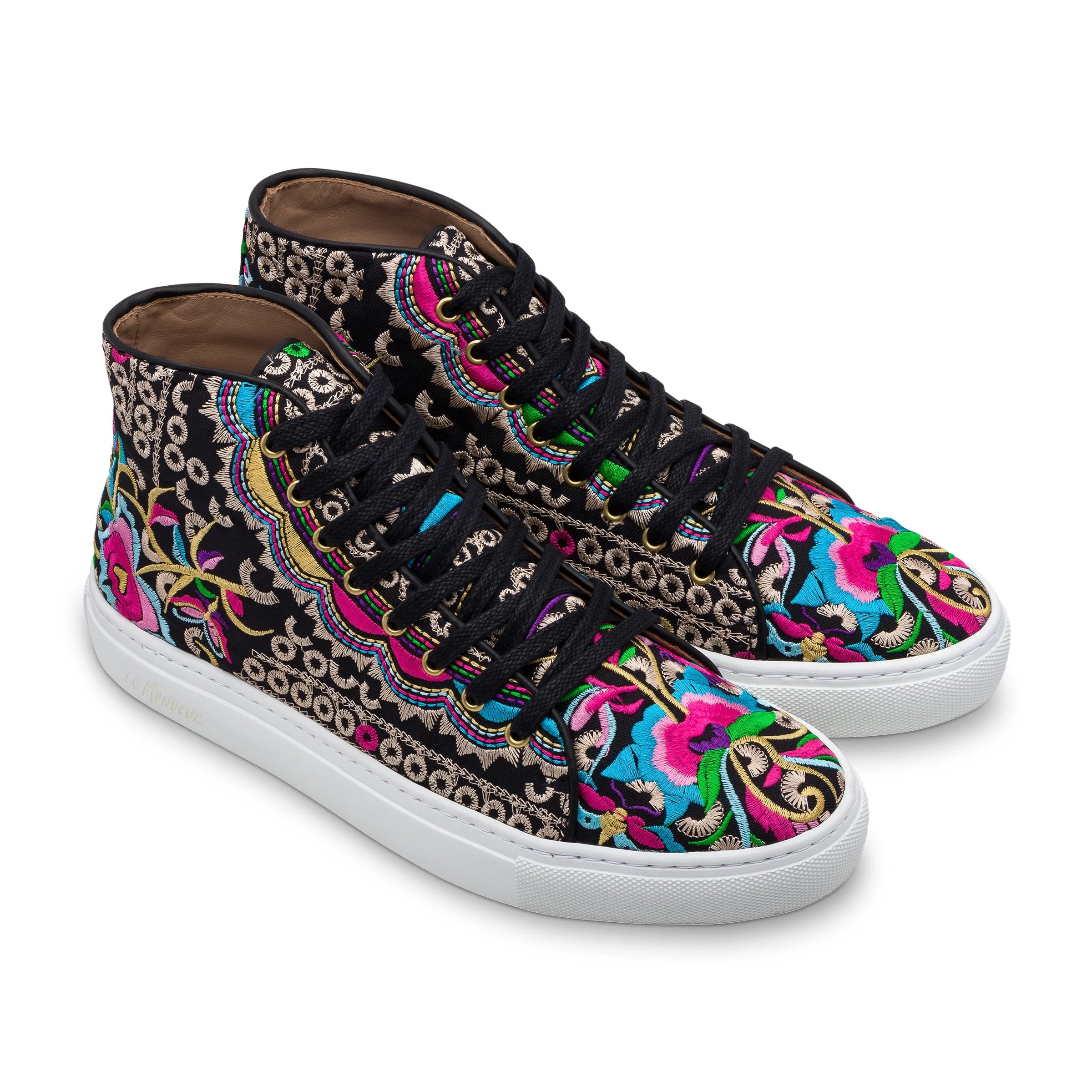 Handmade embroidered high top sneaker