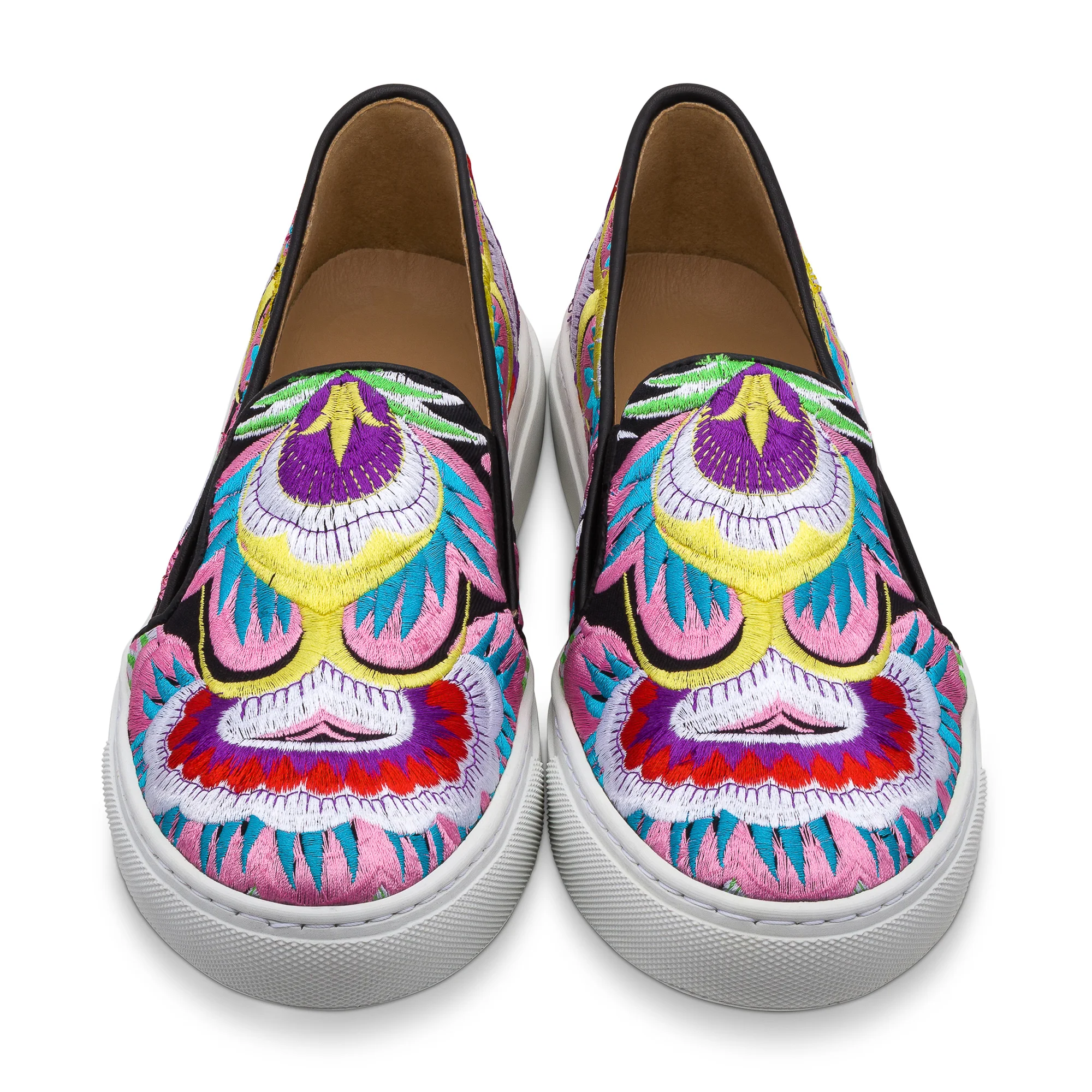 Pink embroidered slip on sneaker