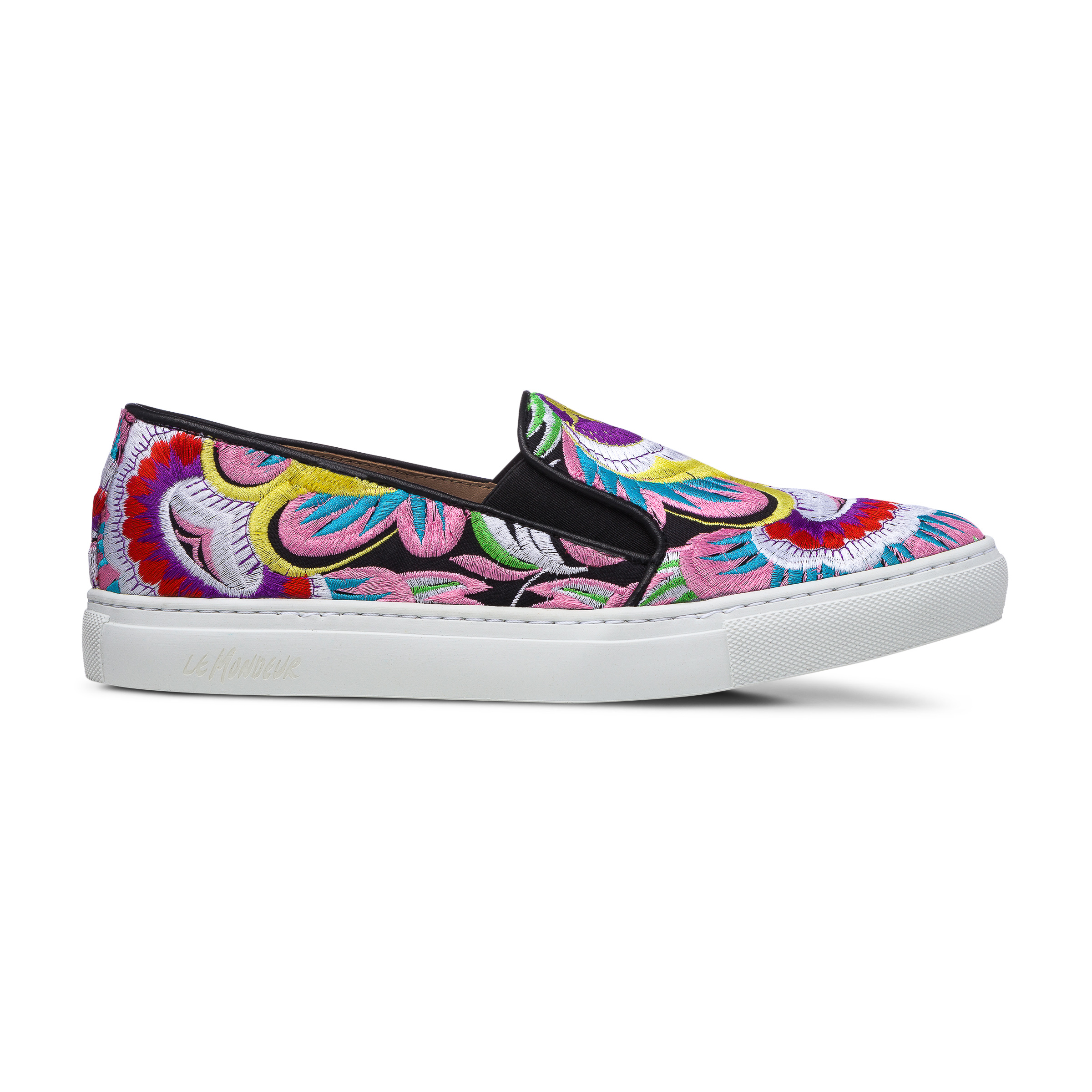 Pink embroidered slip on sneaker