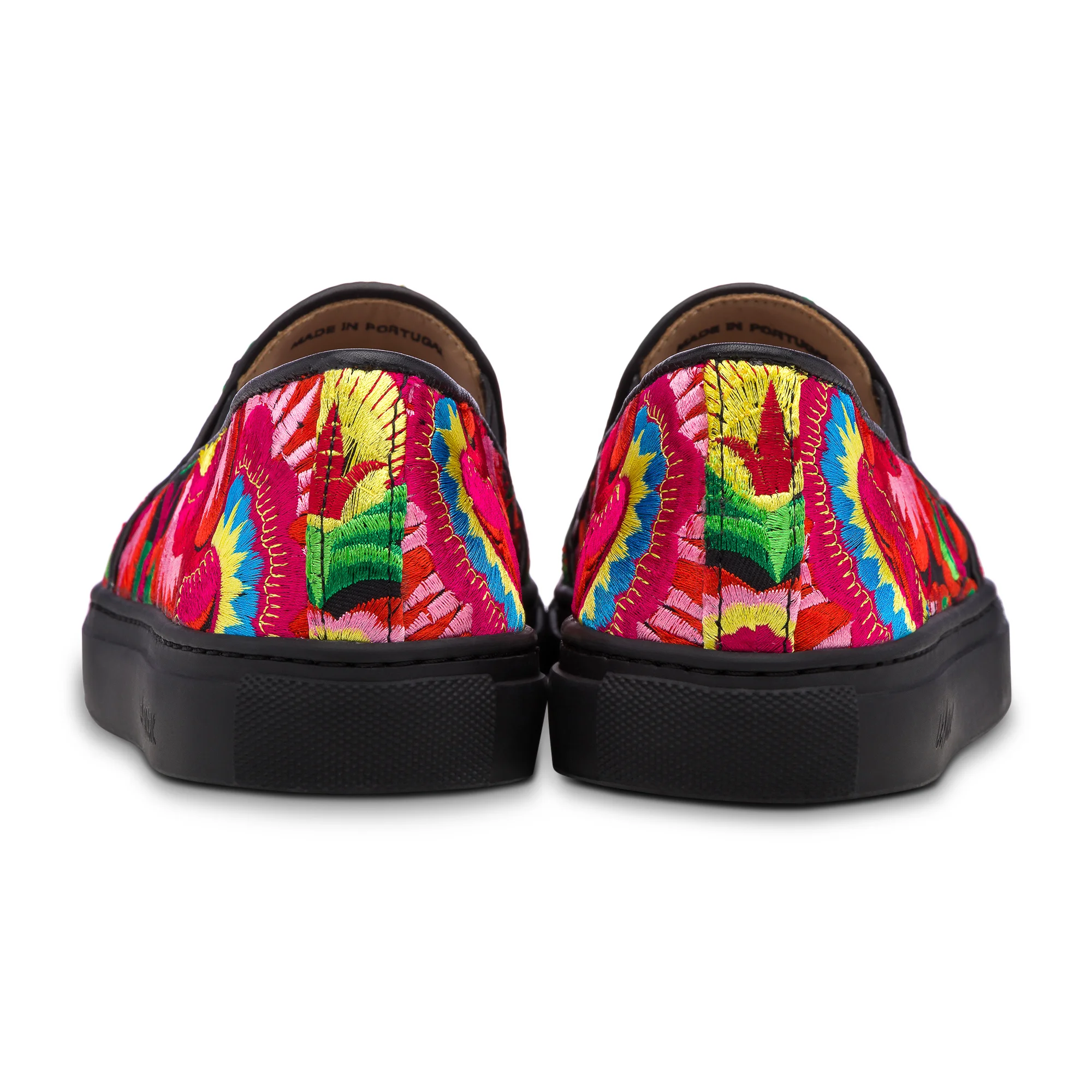 Red embroidered slip on sneaker