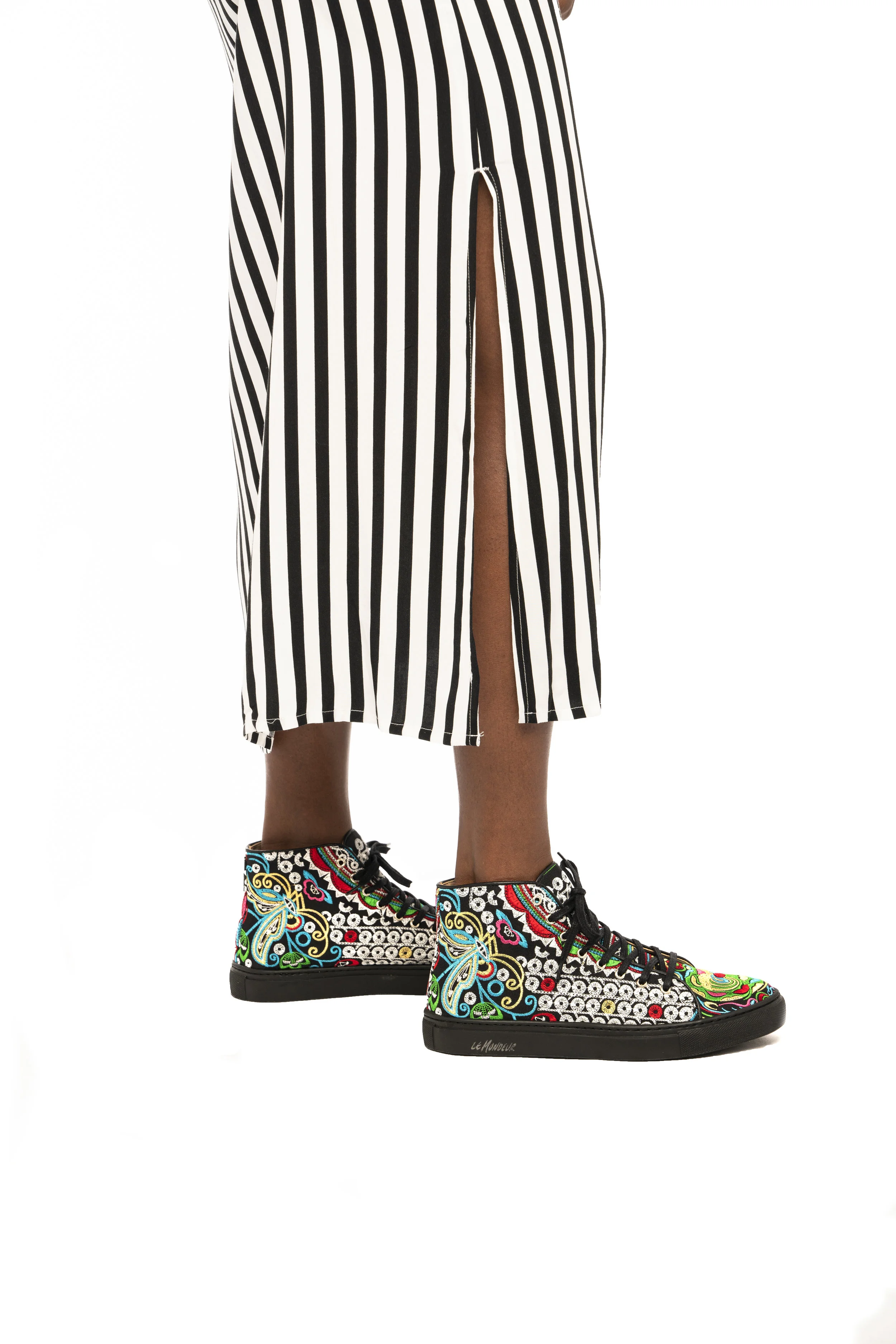 Embroidered high top sneaker