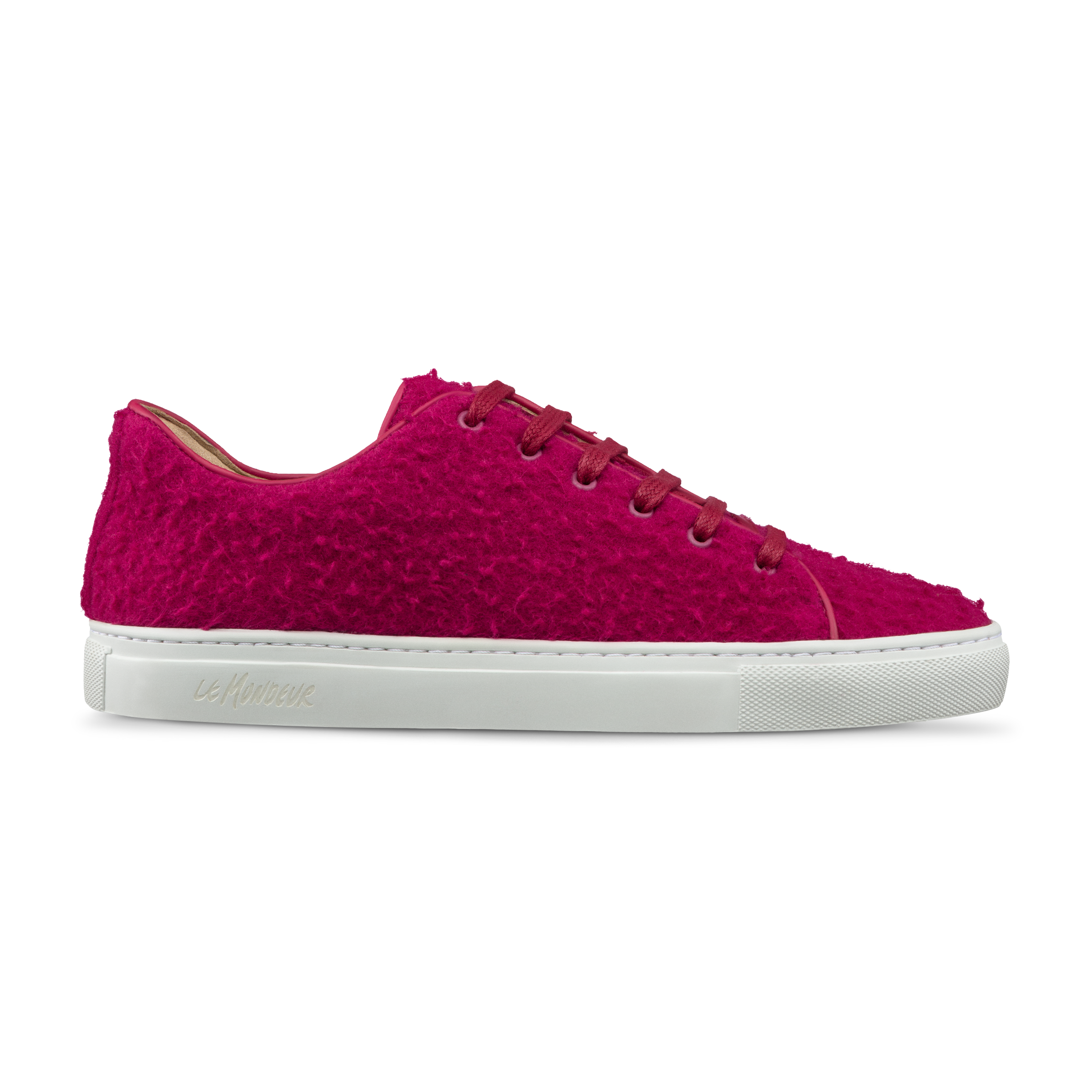 Copy of Le Mondeur handmade fuchsia wool sneaker with artisan textiles from Italy